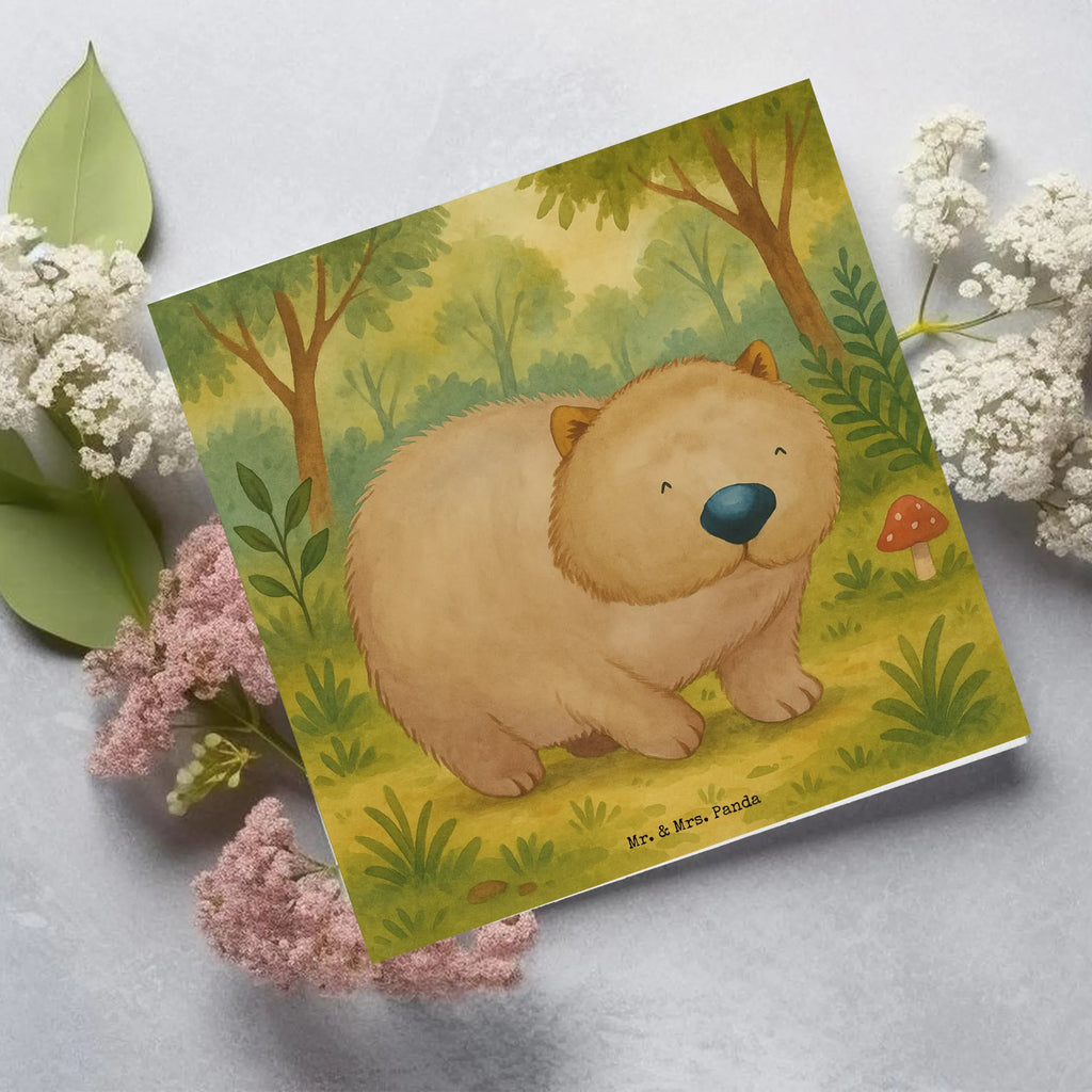 Karta Deluxe Wombat Design Karte, Grußkarte, Klappkarte, Einladungskarte, Glückwunschkarte, Hochzeitskarte, Geburtstagskarte, Hochwertige Grußkarte, Hochwertige Klappkarte, Tiermotive, Gute Laune, lustige Sprüche, Tiere, Wombat, Das Leben ist schön, Motivation, Spruch, Australien