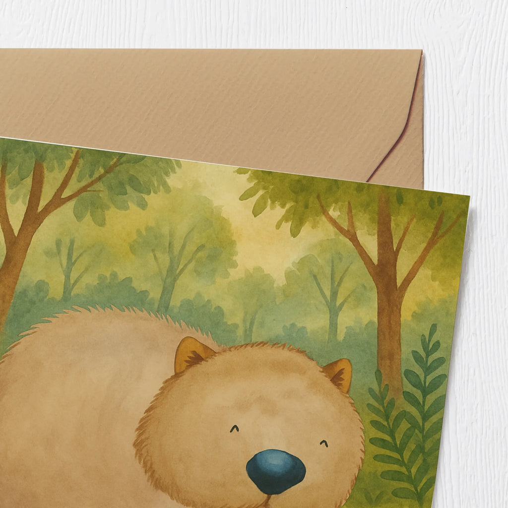 Karta Deluxe Wombat Design Karte, Grußkarte, Klappkarte, Einladungskarte, Glückwunschkarte, Hochzeitskarte, Geburtstagskarte, Hochwertige Grußkarte, Hochwertige Klappkarte, Tiermotive, Gute Laune, lustige Sprüche, Tiere, Wombat, Das Leben ist schön, Motivation, Spruch, Australien