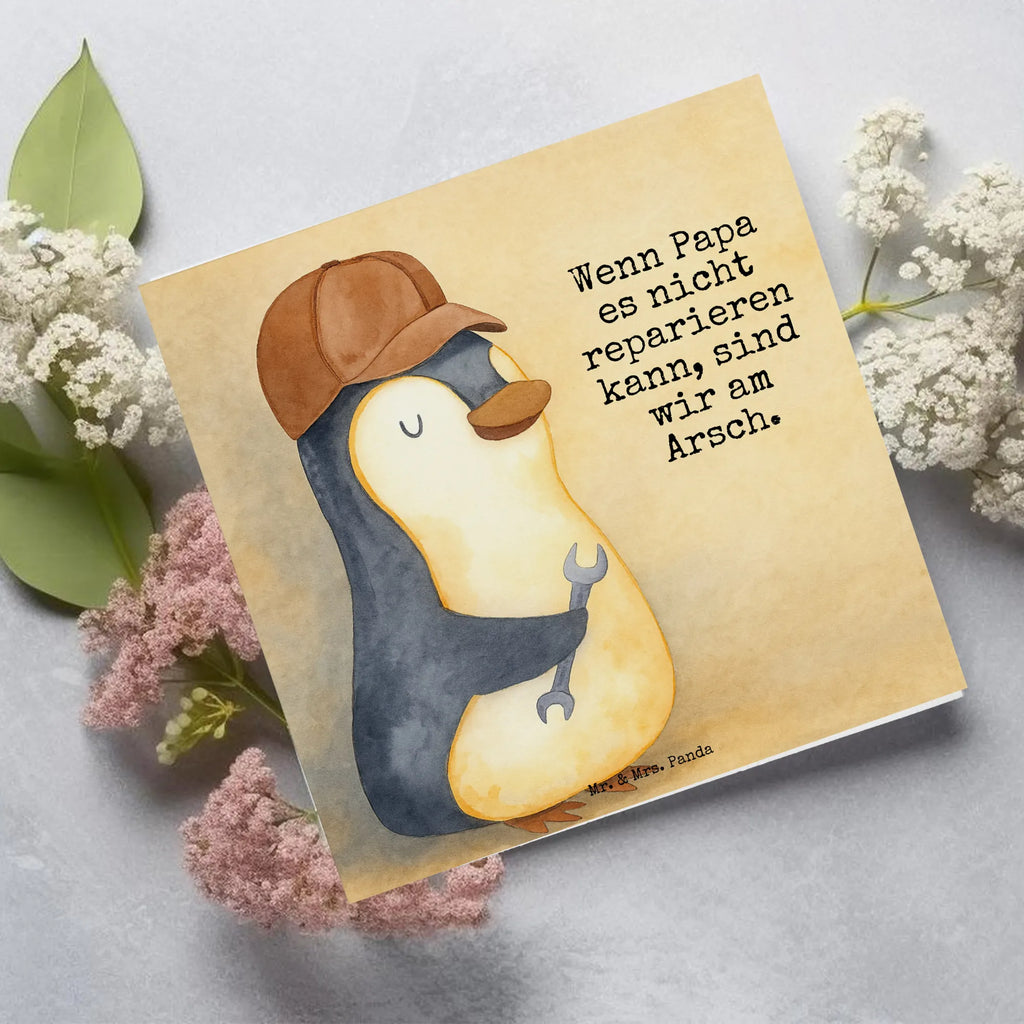 Deluxe Card If Daddy can't fix it, we're screwed. Design Karte, Grußkarte, Klappkarte, Einladungskarte, Glückwunschkarte, Hochzeitskarte, Geburtstagskarte, Hochwertige Grußkarte, Hochwertige Klappkarte, Familie, Vatertag, Muttertag, Bruder, Schwester, Mama, Papa, Oma, Opa, Vater, Geschenk Papa, Bester Papa der Welt