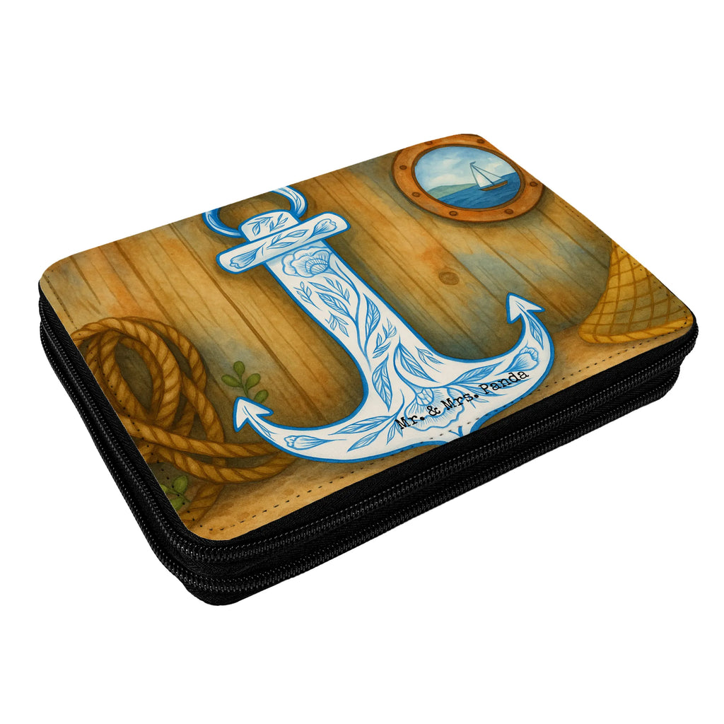 Leather folder anchor Blue Design Federmappe, Stiftetasche, Stifte Etui, Schule, Einschulung, Geschenk, Kind, Schüler, Schülerin, Stifterolle, Federmäppchen, Motiv, Grundschule, Federmäppchen bedruckt, Büro Stifte Etui, Bestückte Federmappe, Kinder Federmappe, Federmappe Einschulung, Tiermotive, Gute Laune, lustige Sprüche, Tiere