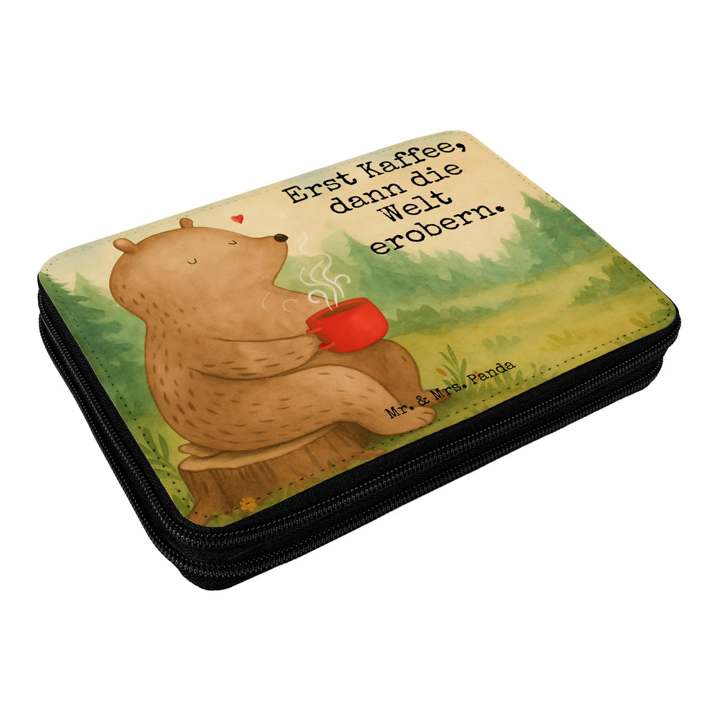 Leather folder bear Coffee Design Büro Stifte Etui, Schüler, Kind, Schülerin, Kinder Federmappe, Stifte Etui, Einschulung, Federmappe, Schule, Federmappe Einschulung, Stiftetasche, Bestückte Federmappe, Federmäppchen, Federmäppchen bedruckt, Geschenk, Motiv, Stifterolle, Grundschule, Bär, Teddy, Teddybär, Coffee, Kaffee, Motivation, Bären, Welt retten, Morgenroutine, guten Morgen, Welt erobern