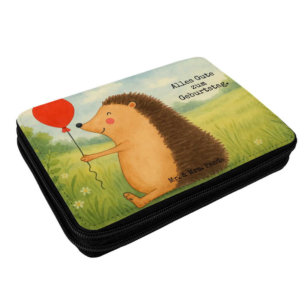 Leather folder Hedgehog balloon Design Federmappe, Stifte Etui, Federmäppchen, Stiftetasche, lustige Sprüche, Tiere, Tiermotive, Gute Laune, Geburtstag, Glückwunsch, Herzlichen Glückwunsch, Igel, Ballon, Geburtstagskind, Happy Birthday