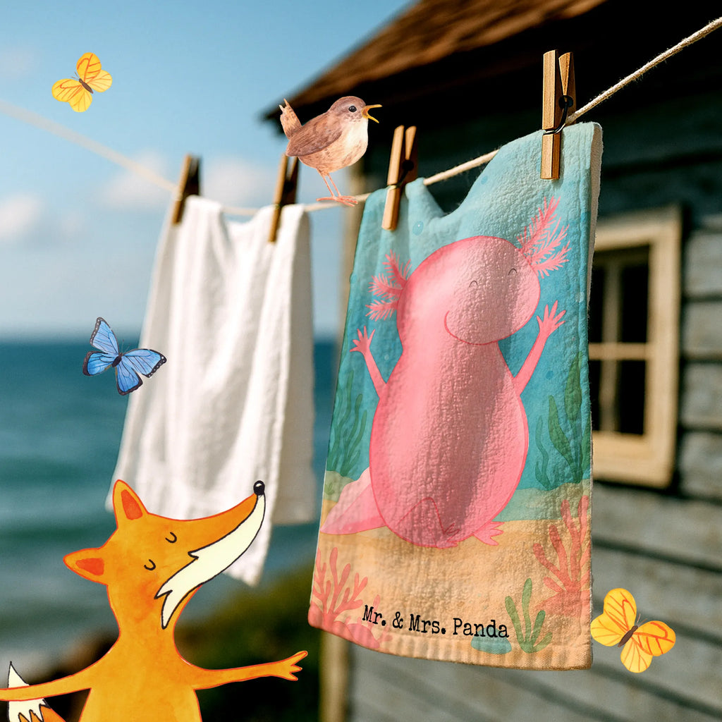 Guest towel axolotl Hooray Design Gästetuch, Reisehandtuch, Sport Handtuch, Frottier, Kinder Handtuch, Axolotl, Molch, Axolot, Schwanzlurch, Lurch, Lurche, fröhlich, Spaß, Freude, Motivation, Zufriedenheit