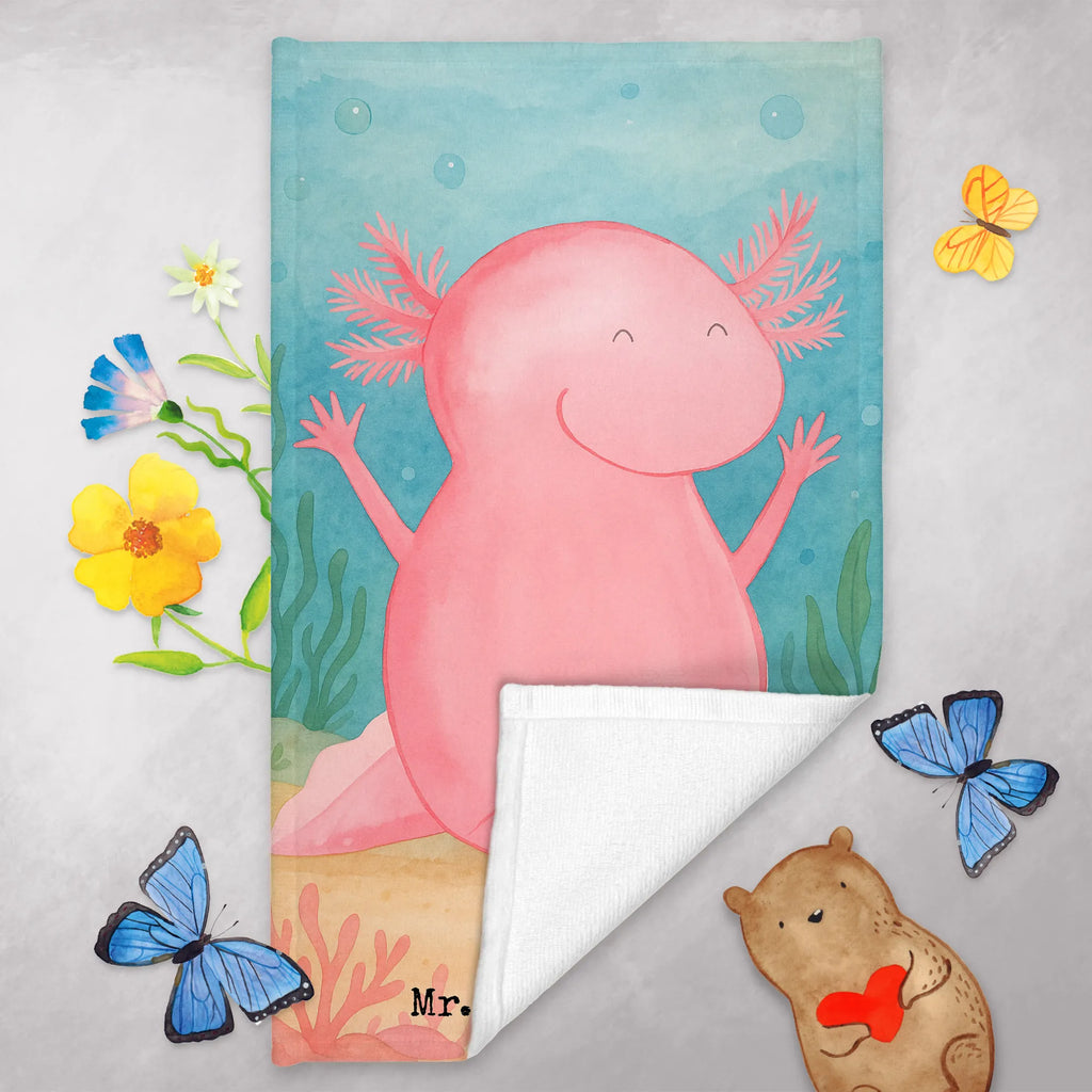 Guest towel axolotl Hooray Design Gästetuch, Reisehandtuch, Sport Handtuch, Frottier, Kinder Handtuch, Axolotl, Molch, Axolot, Schwanzlurch, Lurch, Lurche, fröhlich, Spaß, Freude, Motivation, Zufriedenheit