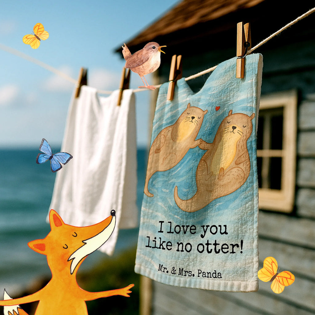 Ręcznik dla gości wydra trzymać się za ręce Design Gästetuch, Reisehandtuch, Sport Handtuch, Frottier, Kinder Handtuch, Otter, Fischotter, Seeotter, Otter Seeotter See Otter