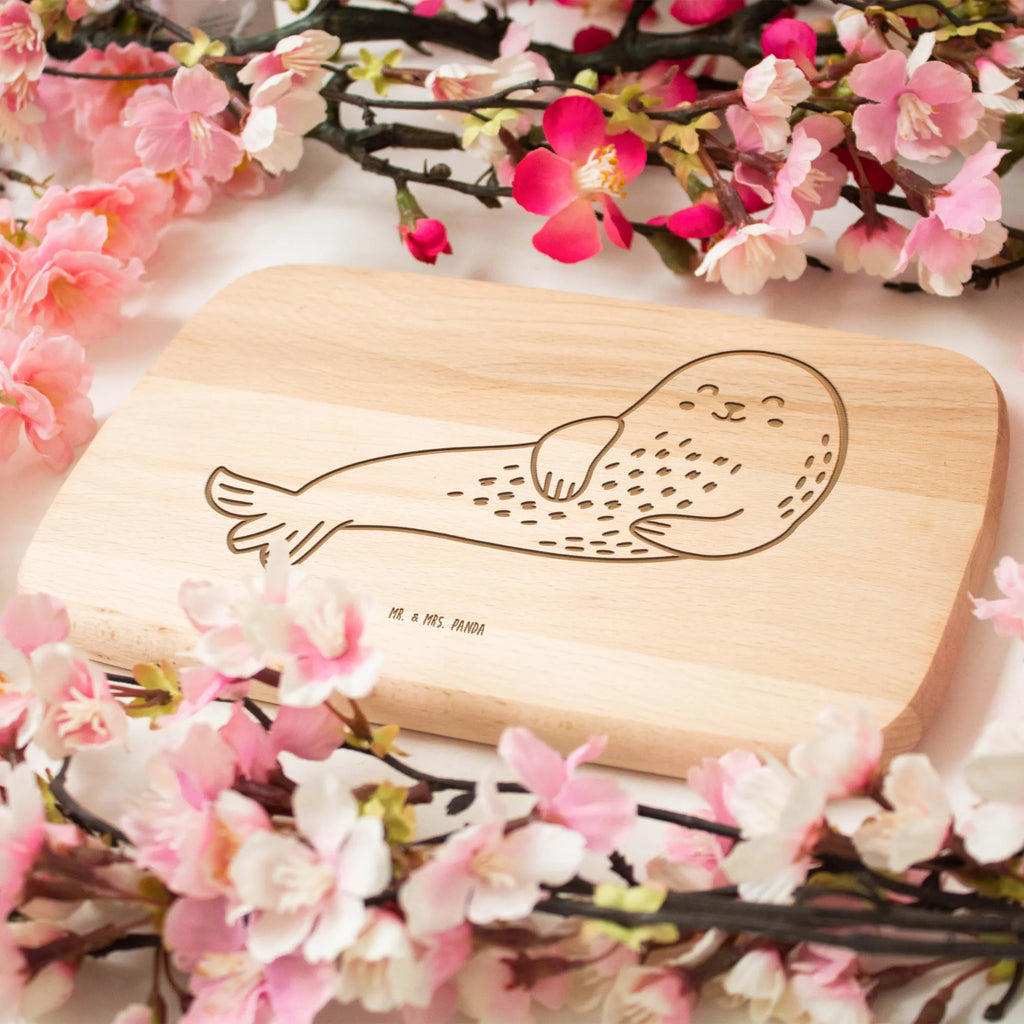 Schneidebrett Robbe Lachen Küchenbrett, Schneidebrett, Frühstücksbrettchen, Frühstücksbrett, Holzbrett, Schneidebrett Holz, Tiermotive, Gute Laune, lustige Sprüche, Tiere, Nordsee, Ostsee, Strand, Seehund, Robbe, Robben, Meerestier