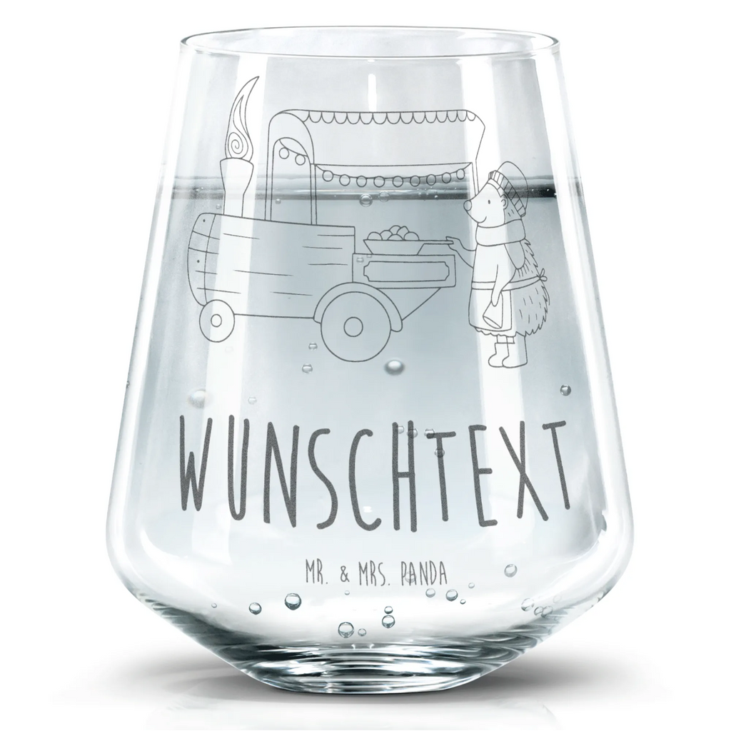 Personalized Drinking Glass hedgehog Chestnuts Winter, Christmas, Christmas time, snow