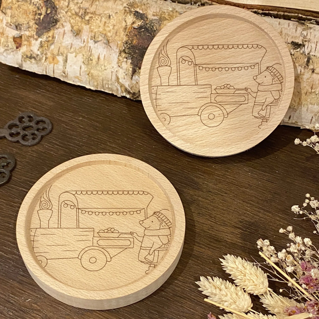 Holz Untersetzer Igel Maronen Untersetzer, Holz Untersetzer, Untersetzer graviert, Gravierte Untersetzer, Winter, Weihnachten, Weihnachtsdeko, Nikolaus, Advent, Heiligabend, Wintermotiv, Maronen, Weihnachtsmarkt, Duft, Kastanien