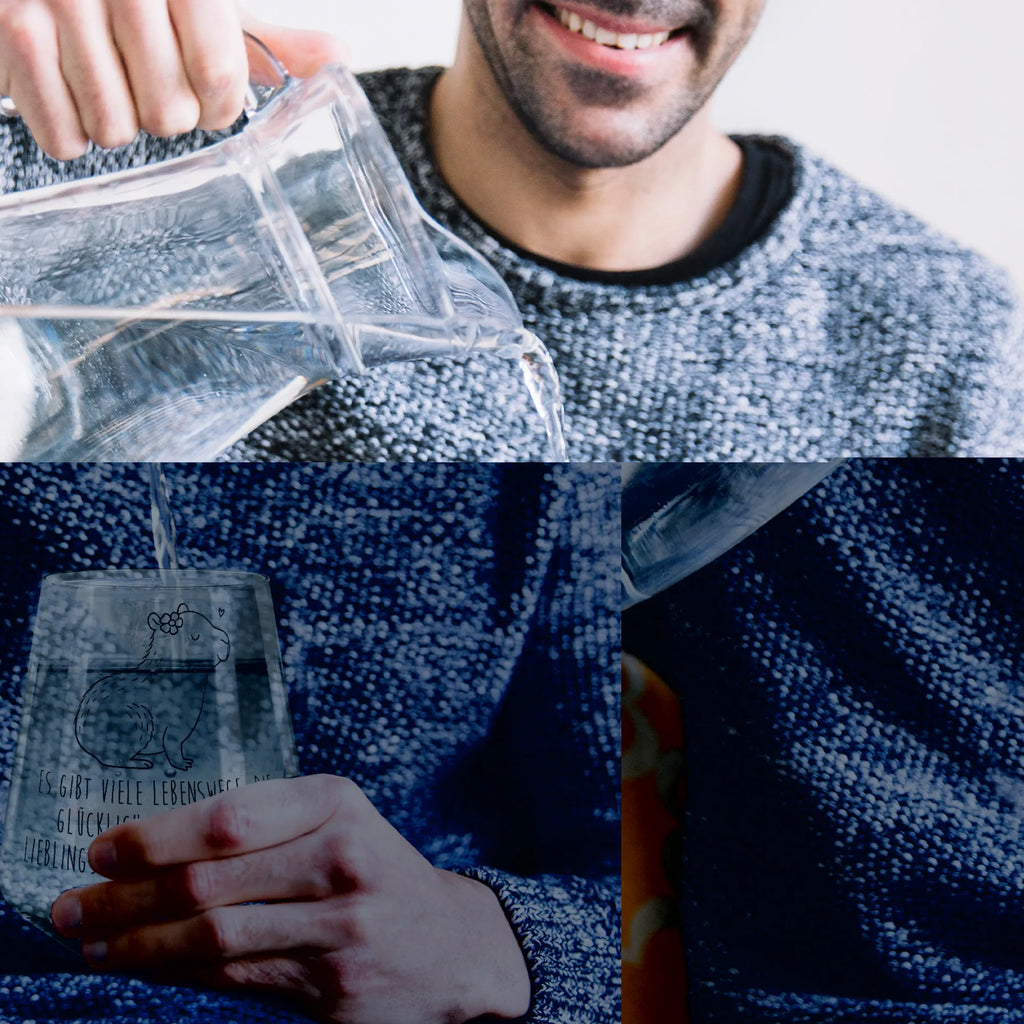 Drinking glass Capybara flower small animals, cute, funny, cute animal motives, hand drawn, small world, funny sayings, good mood, happy, gifts, gift ideas, special gifts, animal lover, card