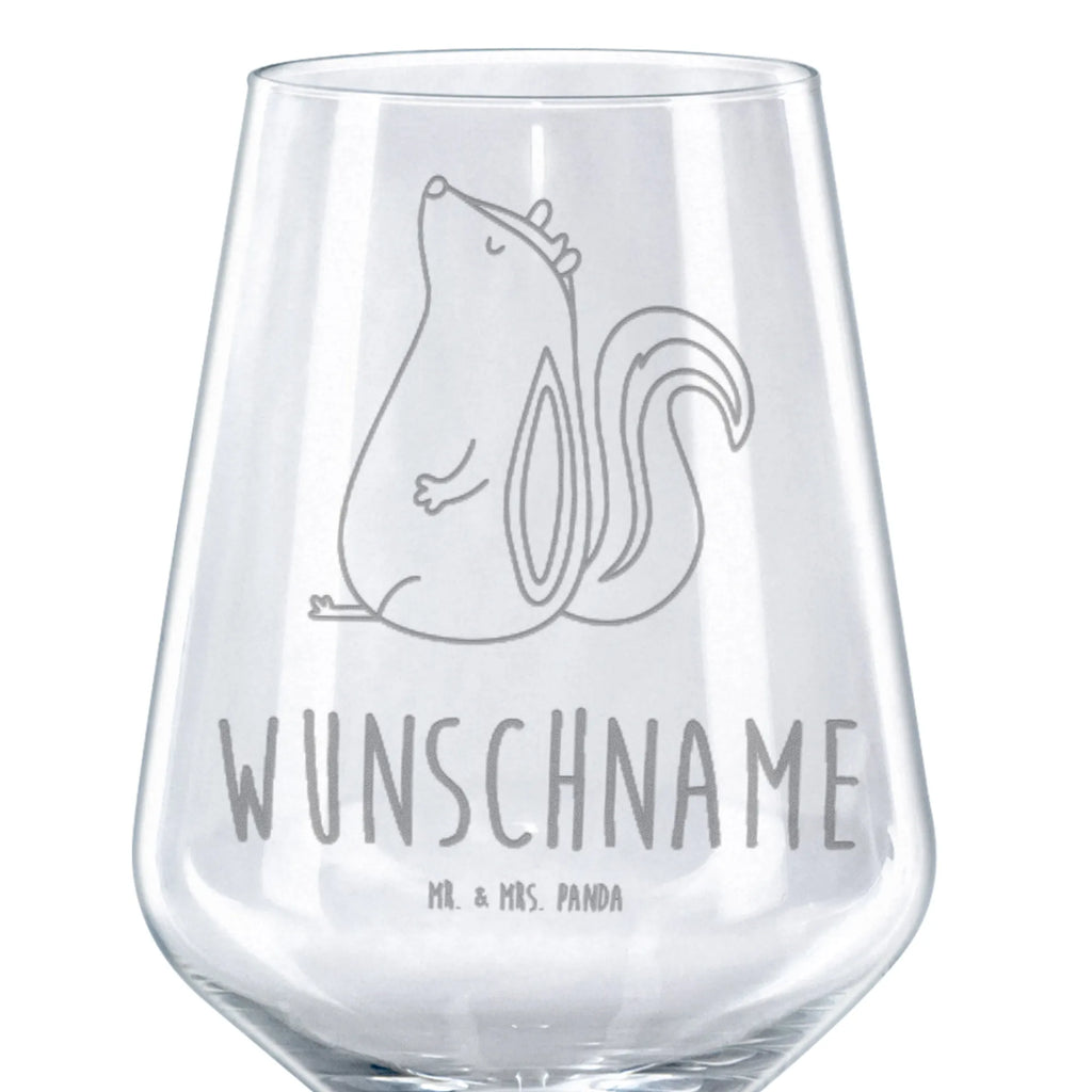 Personalized Red Wine Glass skunk Sit Skunk, know-it-all, skunk, stinker, office, predator, wild animal, law, slogan, stinky
