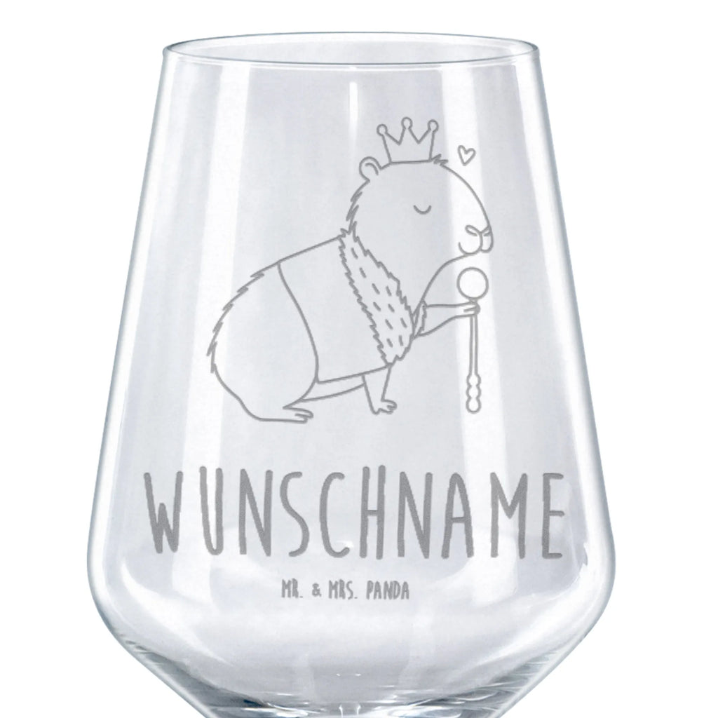 Personalizowany kieliszek do czerwonego wina Kapibara król Motywy zwierzęce, dobra energia, zabawne powiedzonka, zwierzęta