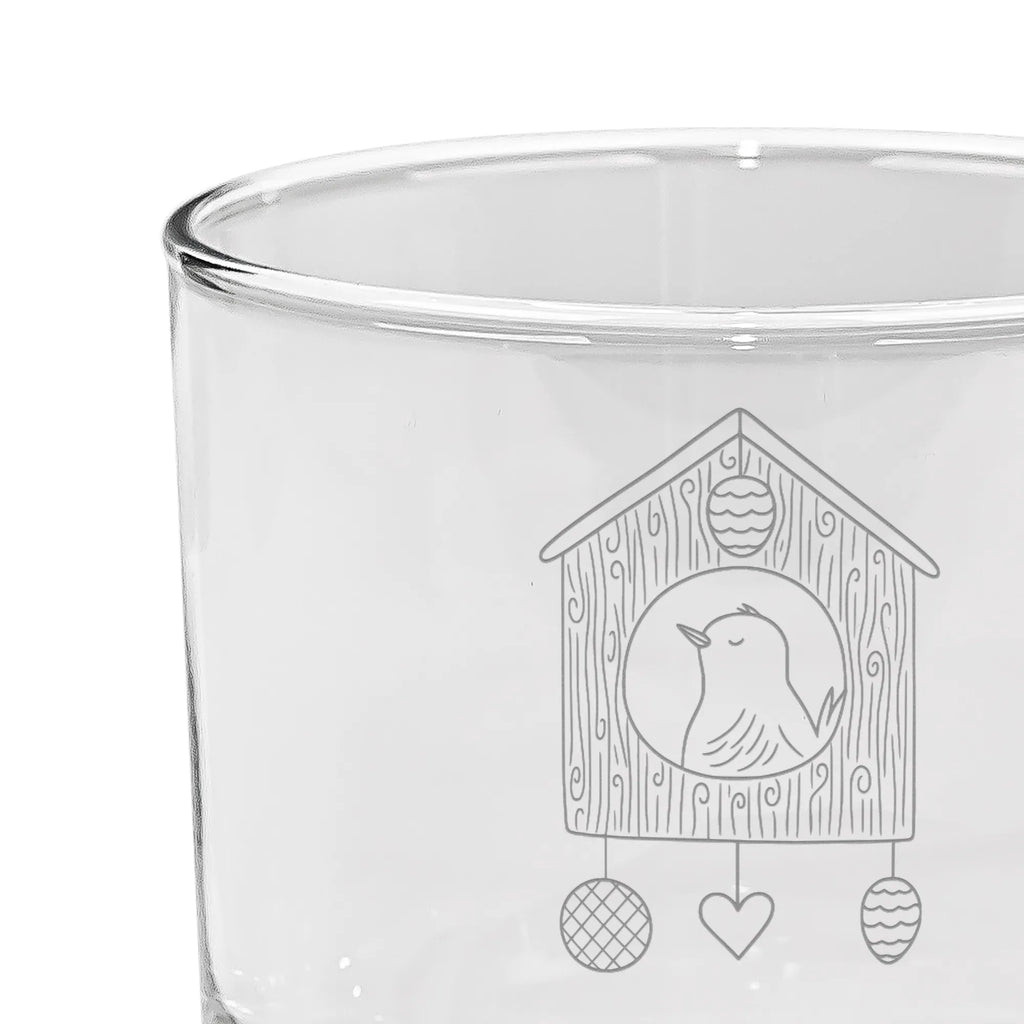 Personalized Gin Glass Bird House small animals, cute, funny, cute animal motives, hand drawn, small world, funny sayings, good mood, happy, gifts, gift ideas, special gifts, animal lover, card, family, favorite place, birds, home, home sweet home, Bird, house, birdhouse, our house, apartment, nest, castle