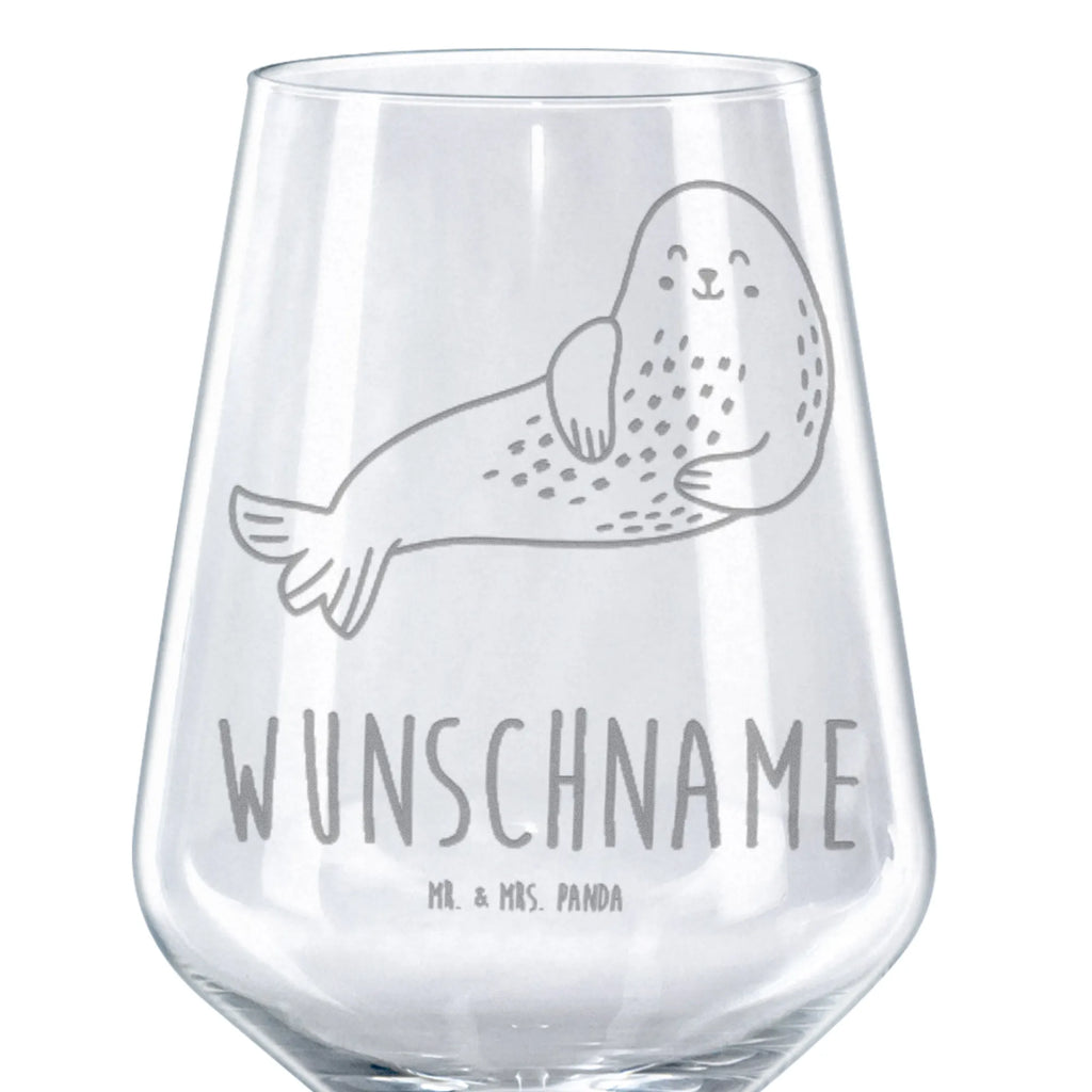 Personalizowany kieliszek do czerwonego wina foka śmiech Motywy zwierzęce, dobra energia, zabawne powiedzonka, zwierzęta