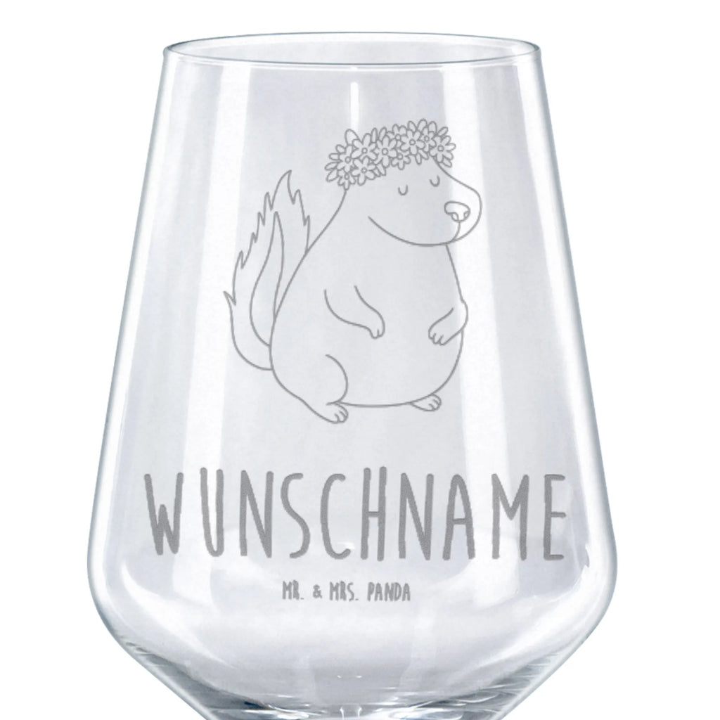Personalized Red Wine Glass skunk Girl Skunk, Laugh, Live, Wild animal, Love, Namaste, Yoga, Predator, Stinky, Stinker