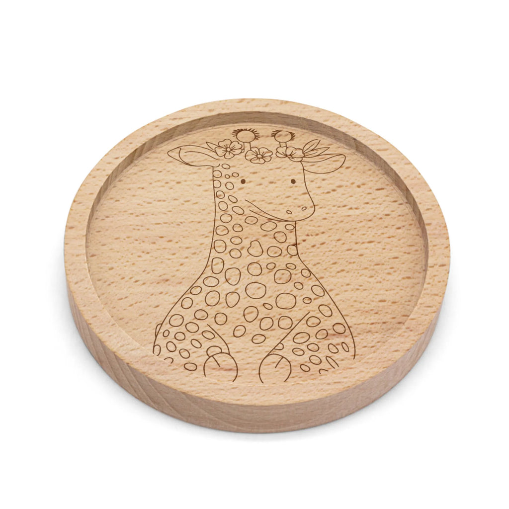 Holz Untersetzer Giraffe Blumenkranz Untersetzer graviert, Gravierte Untersetzer, Holz Untersetzer, Untersetzer, Afrika, Wildtiere, Freundin, Abenteurer, Selbstliebe, Blumenkranz, Giraffe