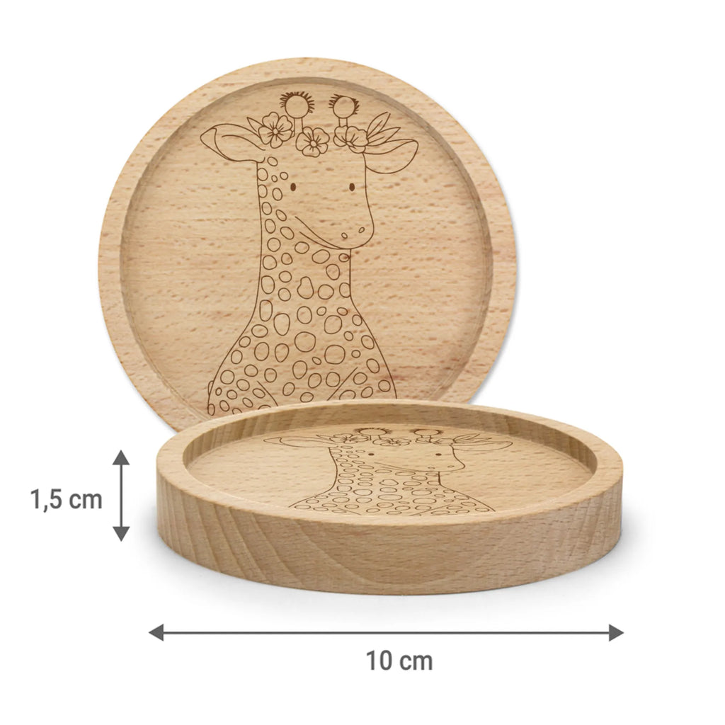 Holz Untersetzer Giraffe Blumenkranz Untersetzer graviert, Gravierte Untersetzer, Holz Untersetzer, Untersetzer, Afrika, Wildtiere, Freundin, Abenteurer, Selbstliebe, Blumenkranz, Giraffe