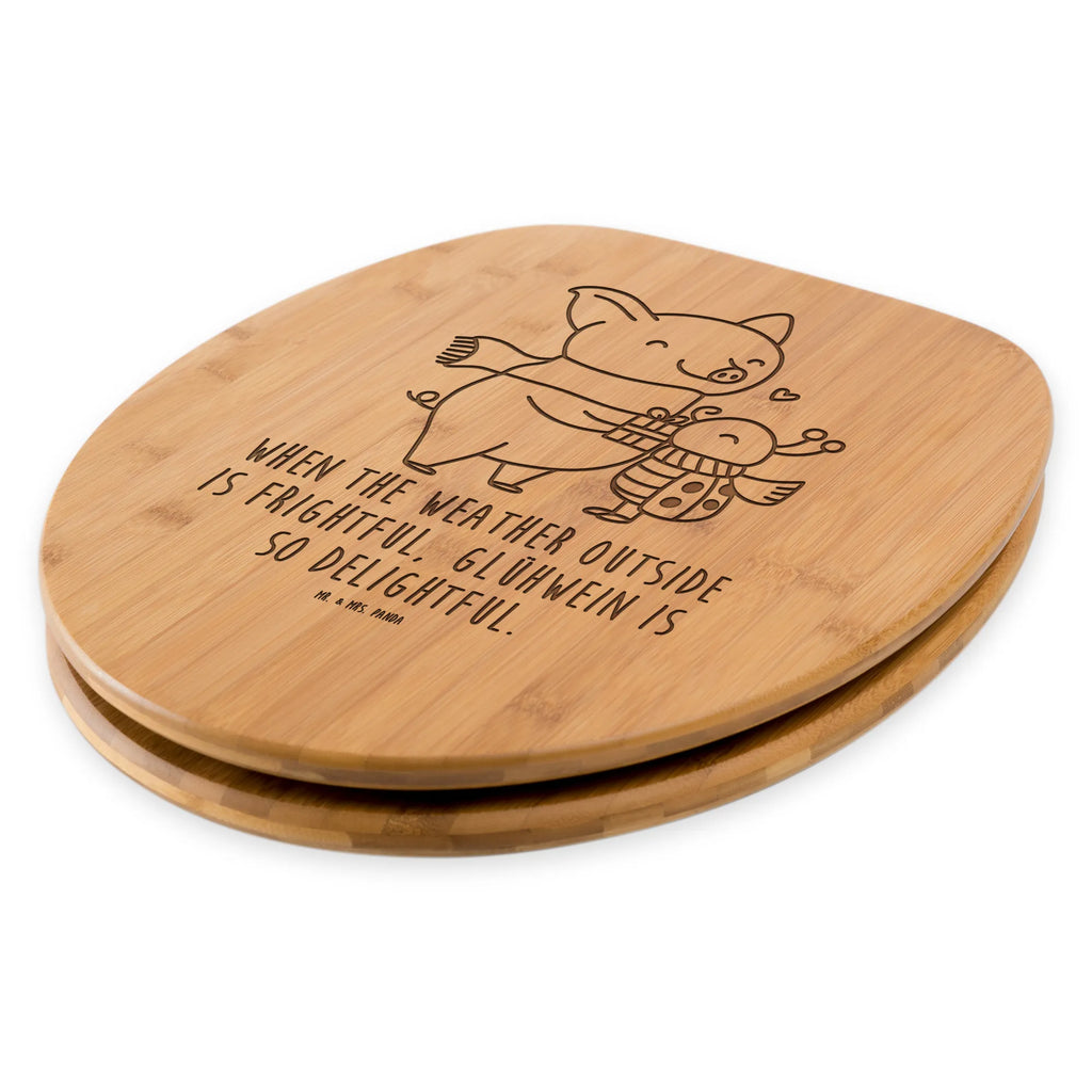 Toilet seat Glow Pig Snuggle toilet, engraving, toilet seat, bathroom, seat, nature, toilet lid, bath, toilet cover, gift, bamboo, wood, furniture, Winter, Christmas, Christmas time, snow
