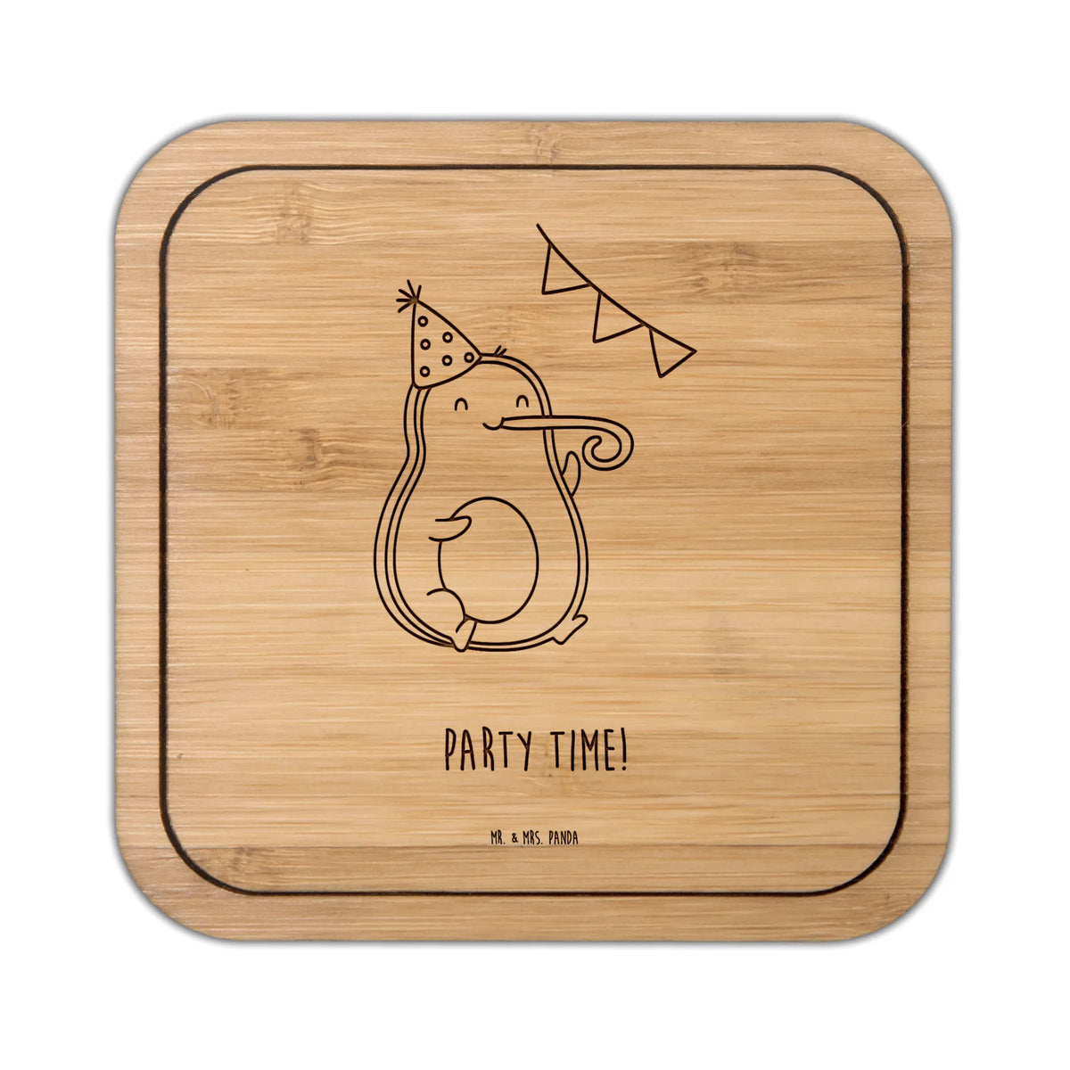Square coaster avocado party time breakfast, glasses, glass, wood, square, glass coasters, coasters, presents, giveaways, gifts, party, set, gift, avocado, vegetables