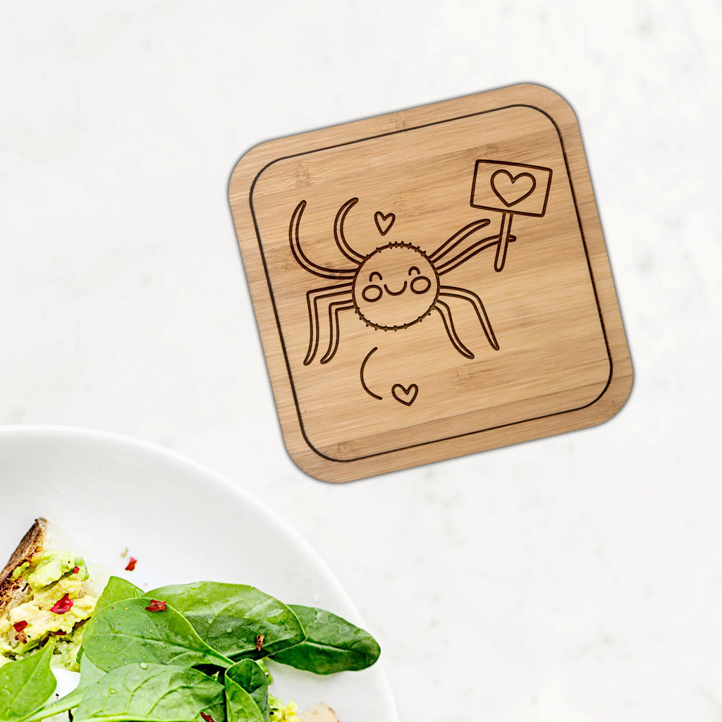 Square coaster Spider Agatha Motivation giveaways, gifts, coasters, square, set, gift, glasses, breakfast, glass coasters, presents, wood, party, glass, Spider Agathe, Spider, Agathe, Videos, Merchandise