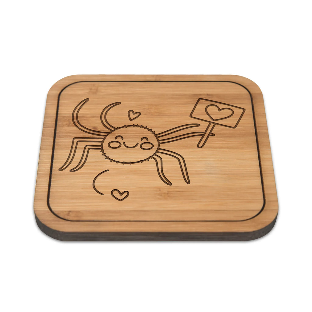 Square coaster Spider Agatha Motivation giveaways, gifts, coasters, square, set, gift, glasses, breakfast, glass coasters, presents, wood, party, glass, Spider Agathe, Spider, Agathe, Videos, Merchandise