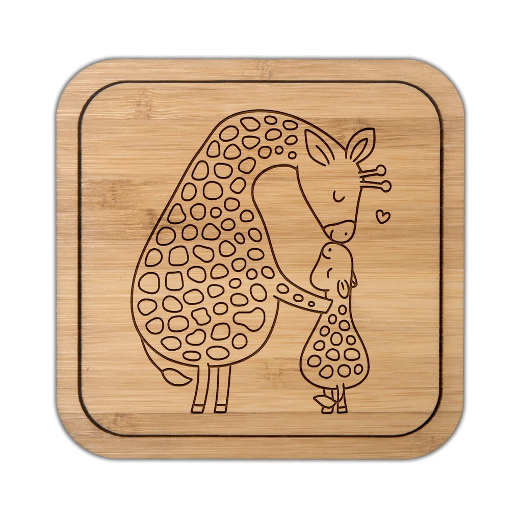 Square coaster giraffe child glass coasters, party, square, presents, glass, glasses, wood, giveaways, gift, coasters, set, breakfast, gifts, Africa, favourite person, son, child, giraffe, daughter, mother, mum