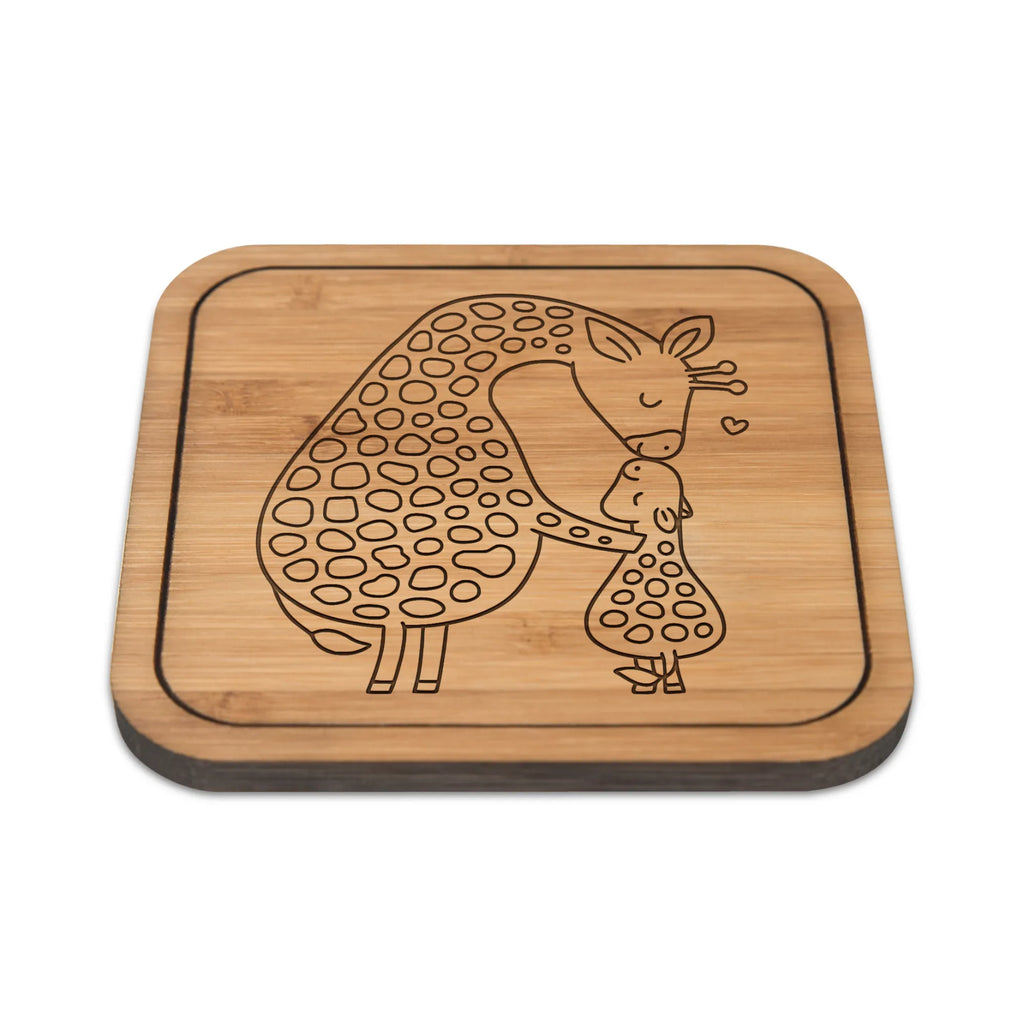 Square coaster giraffe child glass coasters, party, square, presents, glass, glasses, wood, giveaways, gift, coasters, set, breakfast, gifts, Africa, favourite person, son, child, giraffe, daughter, mother, mum