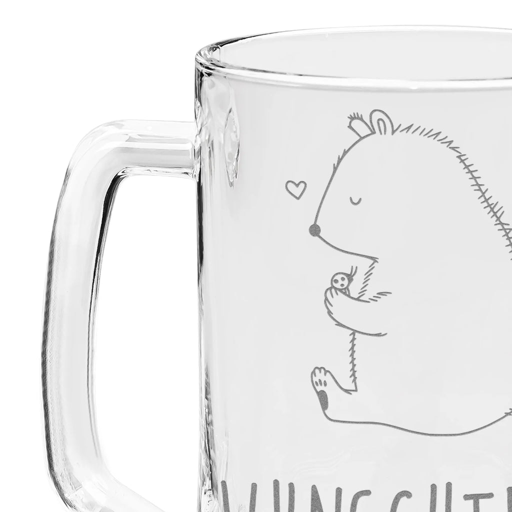 Personalized Engraved Beer Mug bear ladybug bear, teddy, teddy bear, cuddly toy, life is beautiful, freedom, love, motivation, ladybird