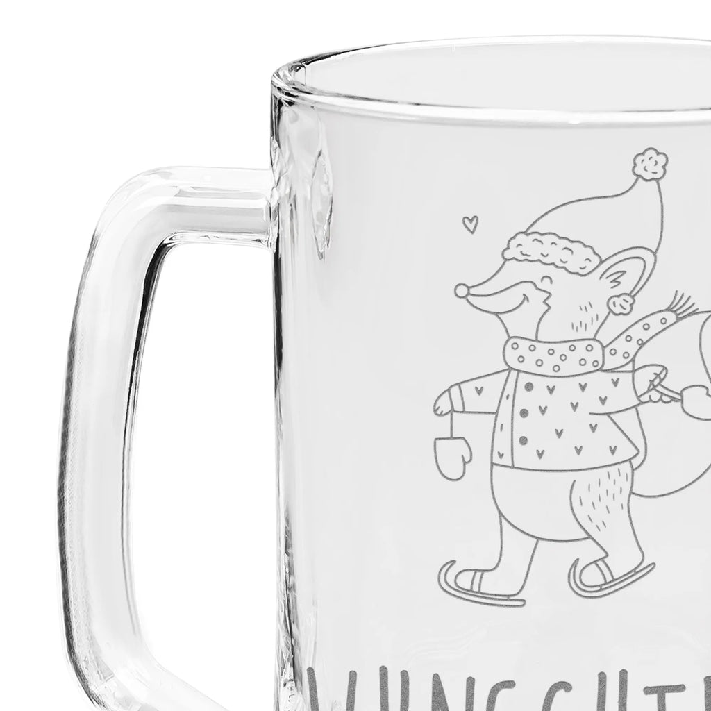 Personalized Engraved Beer Mug Fox skates Winter, Christmas, Christmas time, snow, christmas, winter, fir tree, christmas eve, santa claus, christmas tree, christmas present, christmas days, christmas time