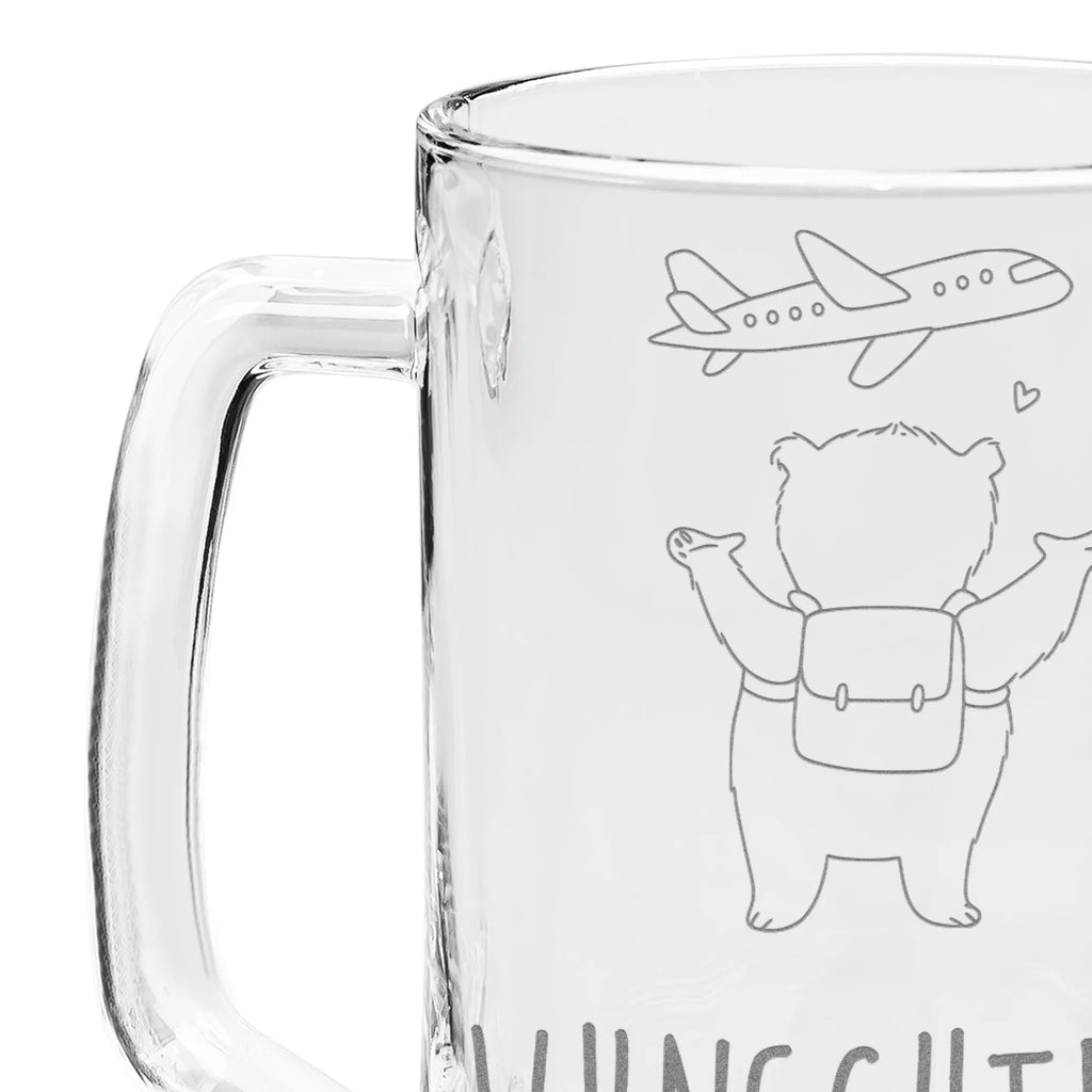 Personalizowany kufel do piwa z grawerem niedźwiedź samolot Miłość, partner, przyjaciel, przyjaciółka, mąż, żona, wesele, zaręczyny, prośba o rękę, prezent miłosny, rocznica, dzień ślubu