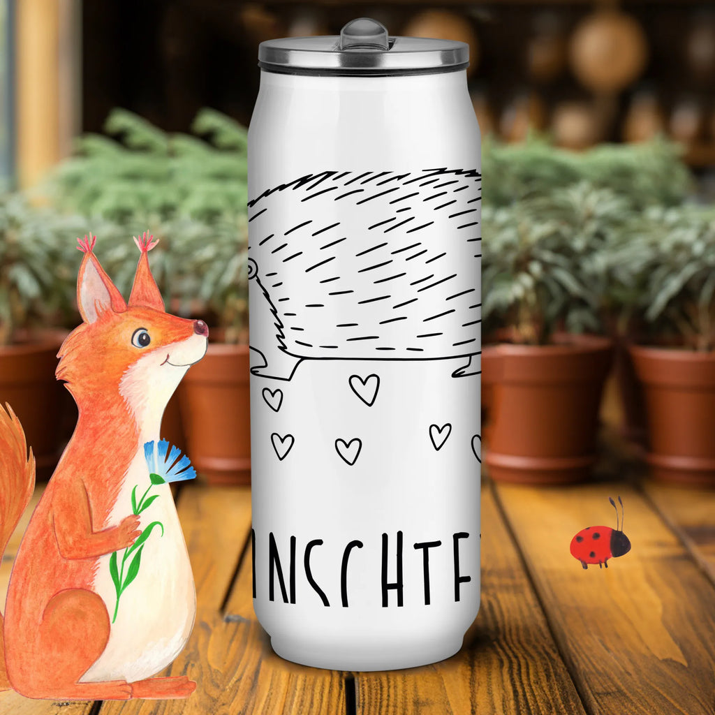 Personalized Beverage Cans Drinking Bottle Hedgehog hearts small animals, cute, funny, cute animal motives, hand drawn, small world, funny sayings, good mood, happy, gifts, gift ideas, special gifts, animal lover, card, Love, kiss, life, trust, hedgehog, hearts, heart