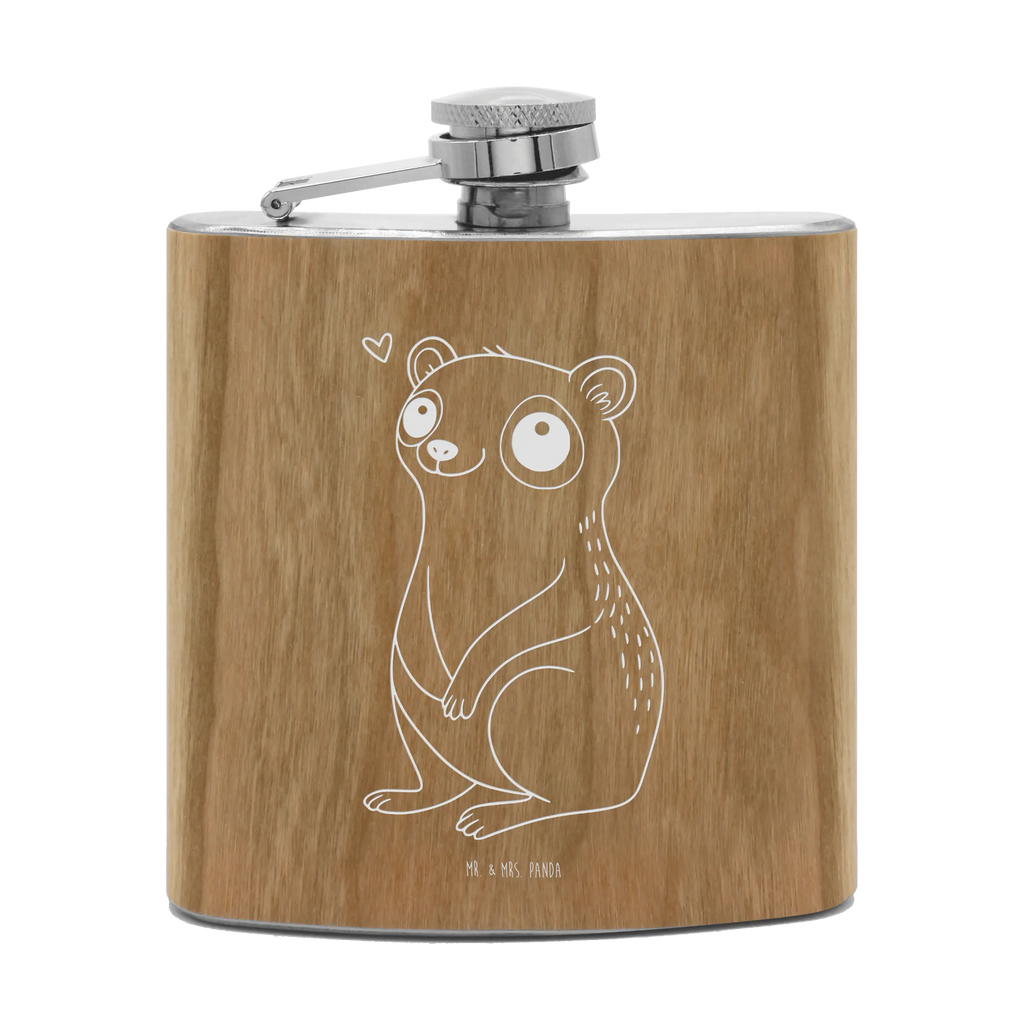 Hipflask Slow loris Happy small animals, cute, funny, cute animal motives, hand drawn, small world, funny sayings, good mood, happy, gifts, gift ideas, special gifts, animal lover, card