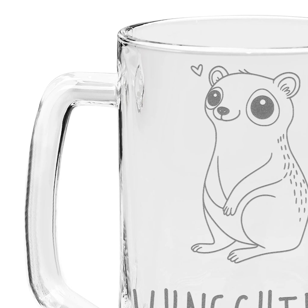 Personalized Engraved Beer Mug Slow loris Happy small animals, cute, funny, cute animal motives, hand drawn, small world, funny sayings, good mood, happy, gifts, gift ideas, special gifts, animal lover, card