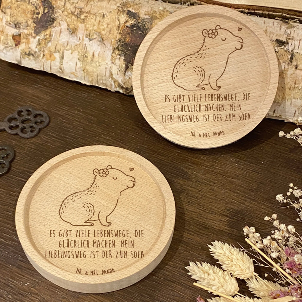 Holz Untersetzer Capybara Blume Untersetzer graviert, Untersetzer, Holz Untersetzer, Gravierte Untersetzer, Tiermotive, Gute Laune, lustige Sprüche, Tiere, Capybara