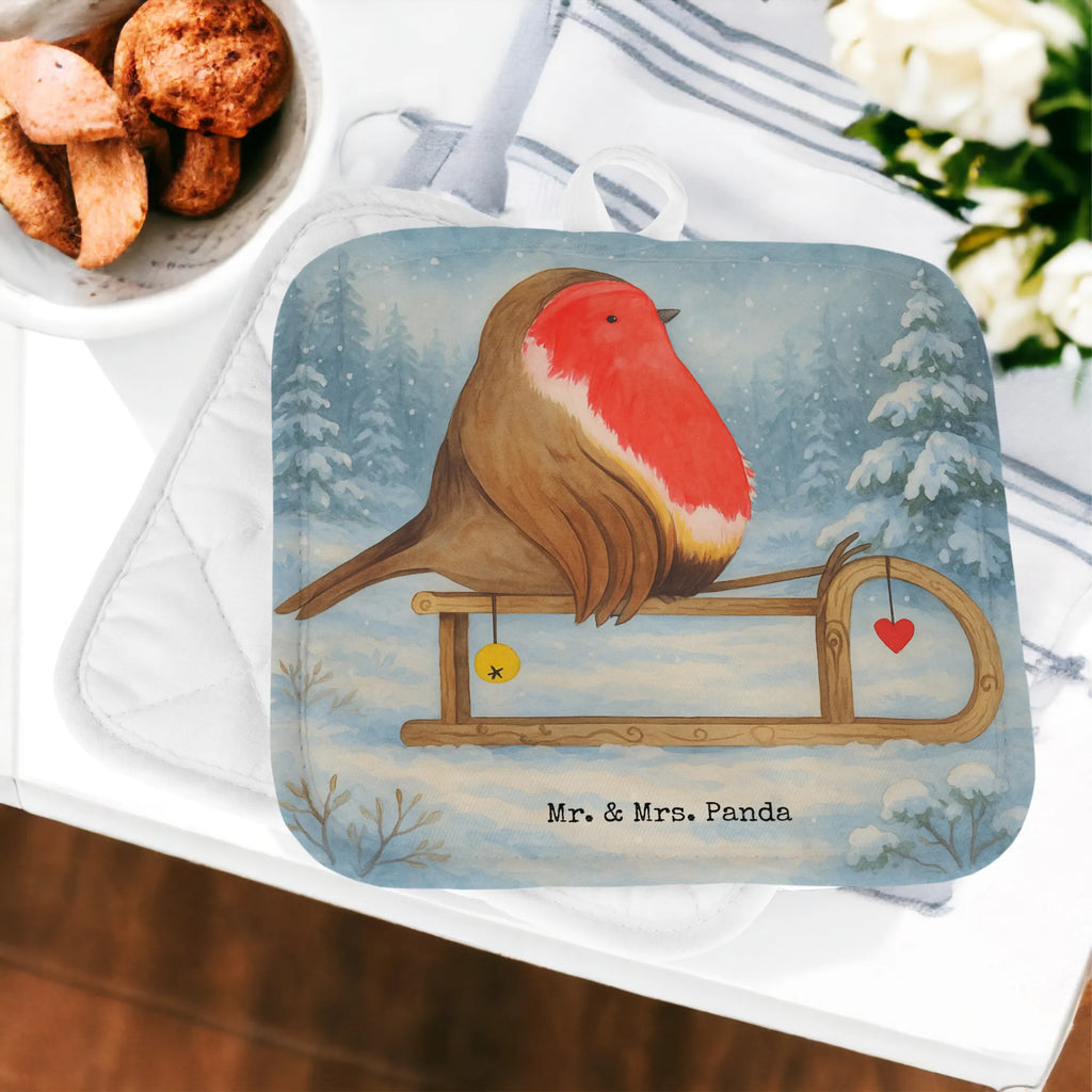 2er Set Topflappen  Rotkehlchen Schlitten Design Topflappen, Topfuntersetzer, Ofenhandschuh, Topflappen Set, Topflappen lustig, Topflappen mit Spruch, Ofenhandschuhe, Topfhandschuhe, Topfhandschuh, Topflappenset, Topflappen 2er Set, Schöne Topflappen, Winter, Weihnachten, Weihnachtsdeko, Nikolaus, Advent, Heiligabend, Wintermotiv, Schlitten, Vogel
