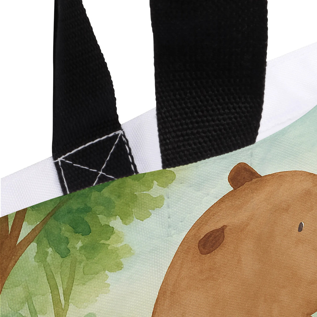 Shopper Bär Schulterblick Design Beutel, Einkaufstasche, Tasche, Strandtasche, Einkaufsbeutel, Shopper, Schultasche, Freizeittasche, Tragebeutel, Schulbeutel, Alltagstasche, Bär, Teddy, Teddybär, Selbstachtung, Weltansicht, Motivation, Bären, Bärenliebe, Weisheit