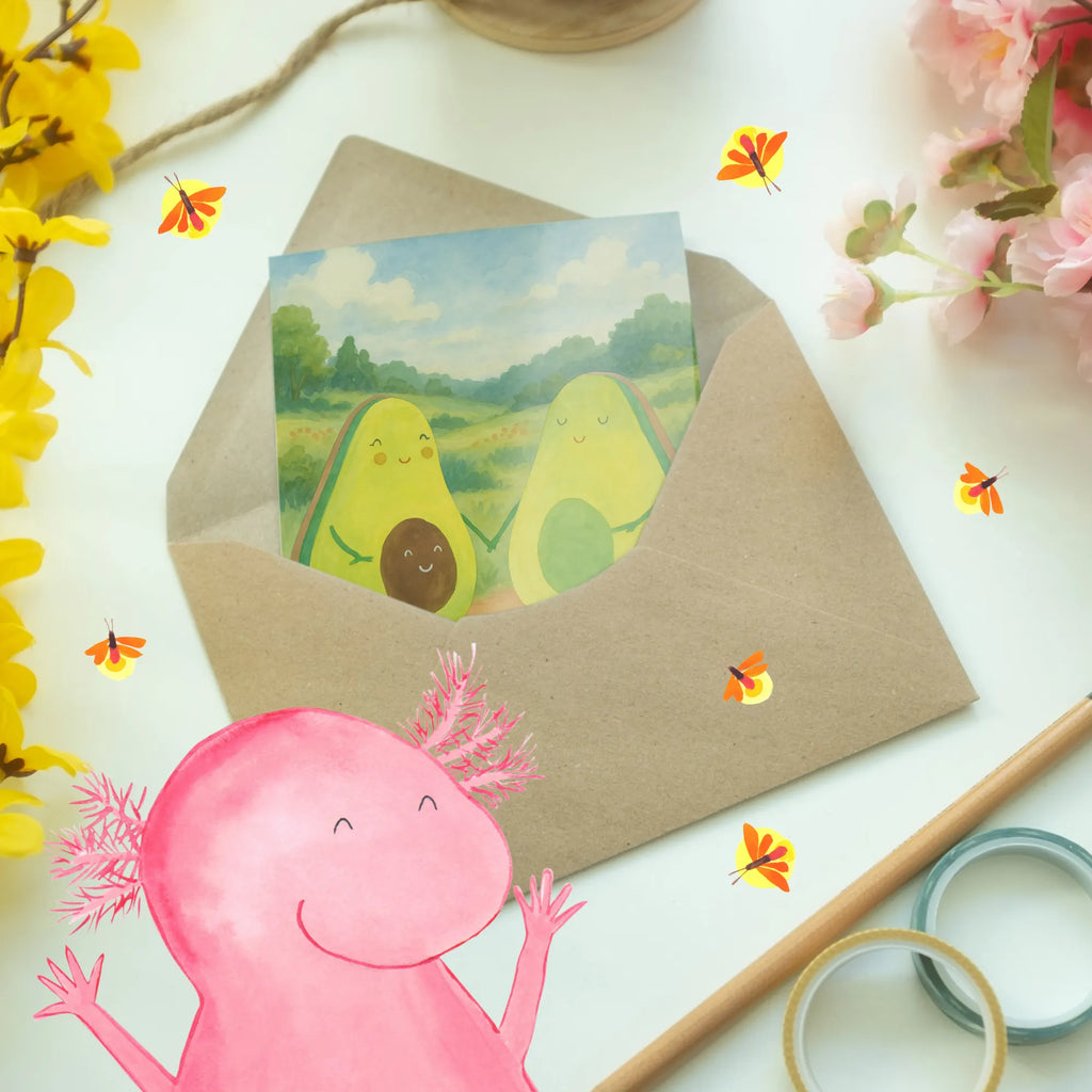 Grußkarte Avocado Pärchen Design Grußkarte, Klappkarte, Einladungskarte, Glückwunschkarte, Hochzeitskarte, Geburtstagskarte, Karte, Ansichtskarten, Avocado, Veggie, Vegan, Gesund, Avocuddle, Liebe, Schwangerschaft, Familie, Babyshower, Babyparty, Hochzeit, Kinder, Avocados, Geburt