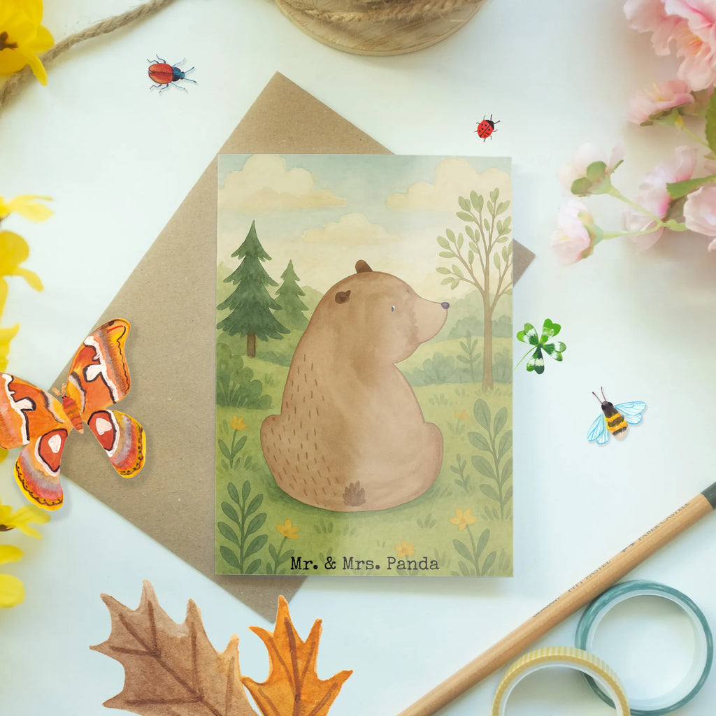 Grußkarte Bär Schulterblick Design Grußkarte, Klappkarte, Einladungskarte, Glückwunschkarte, Hochzeitskarte, Geburtstagskarte, Karte, Ansichtskarten, Bär, Teddy, Teddybär, Selbstachtung, Weltansicht, Motivation, Bären, Bärenliebe, Weisheit