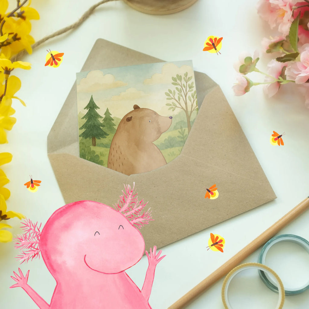 Grußkarte Bär Schulterblick Design Grußkarte, Klappkarte, Einladungskarte, Glückwunschkarte, Hochzeitskarte, Geburtstagskarte, Karte, Ansichtskarten, Bär, Teddy, Teddybär, Selbstachtung, Weltansicht, Motivation, Bären, Bärenliebe, Weisheit