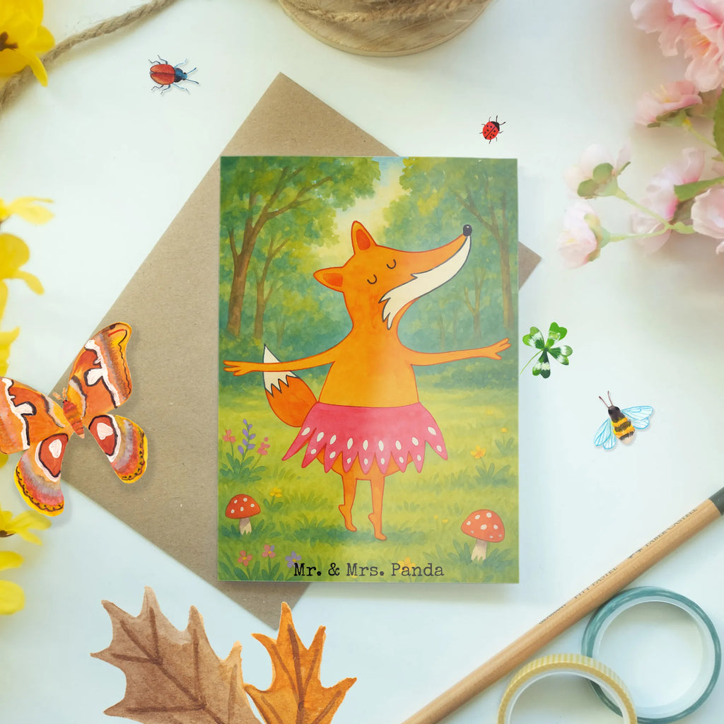 Grußkarte Fuchs Ballerina Design Grußkarte, Klappkarte, Einladungskarte, Glückwunschkarte, Hochzeitskarte, Geburtstagskarte, Karte, Ansichtskarten, Fuchs, Fuchs Spruch, Füchse, Füchsin, Ballerina, Ballett, Tänzerin, Tanzen, Party, Einladung, Geburtstag