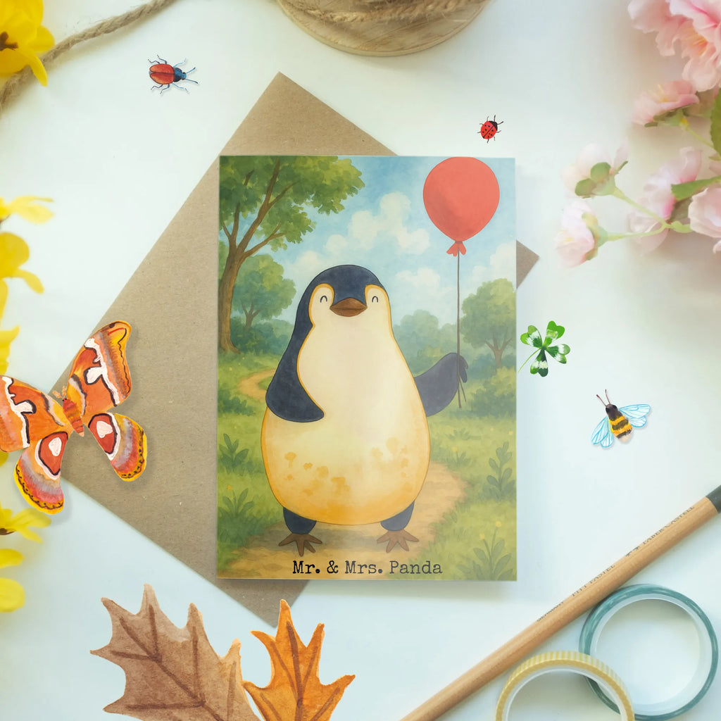 Grußkarte Pinguin Luftballon Design Grußkarte, Klappkarte, Einladungskarte, Glückwunschkarte, Hochzeitskarte, Geburtstagskarte, Karte, Ansichtskarten, Pinguin, Pinguine, Luftballon, Tagträume, Lebenslust, Geschenk Freundin, Geschenkidee, beste Freundin, Motivation, Neustart, neues Leben, Liebe, Glück