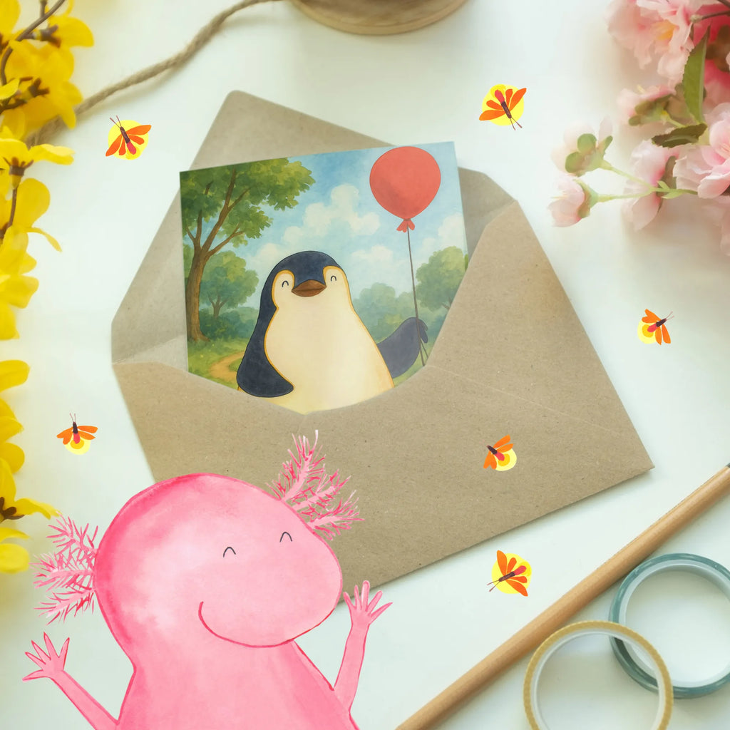 Grußkarte Pinguin Luftballon Design Grußkarte, Klappkarte, Einladungskarte, Glückwunschkarte, Hochzeitskarte, Geburtstagskarte, Karte, Ansichtskarten, Pinguin, Pinguine, Luftballon, Tagträume, Lebenslust, Geschenk Freundin, Geschenkidee, beste Freundin, Motivation, Neustart, neues Leben, Liebe, Glück