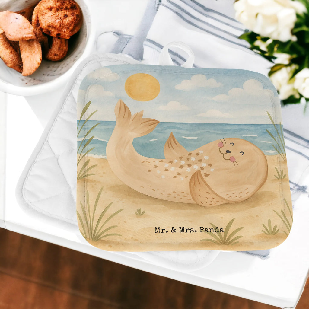 2er Set Topflappen  Robbe Liegen Design Topflappen, Topfuntersetzer, Ofenhandschuh, Topflappen Set, Topflappen lustig, Topflappen mit Spruch, Ofenhandschuhe, Topfhandschuhe, Topfhandschuh, Topflappenset, Topflappen 2er Set, Schöne Topflappen, Tiermotive, Gute Laune, lustige Sprüche, Tiere, Robbe, Robben, Seehund, Strand, Meerestier, Ostsee, Nordsee, Lachen, Freude