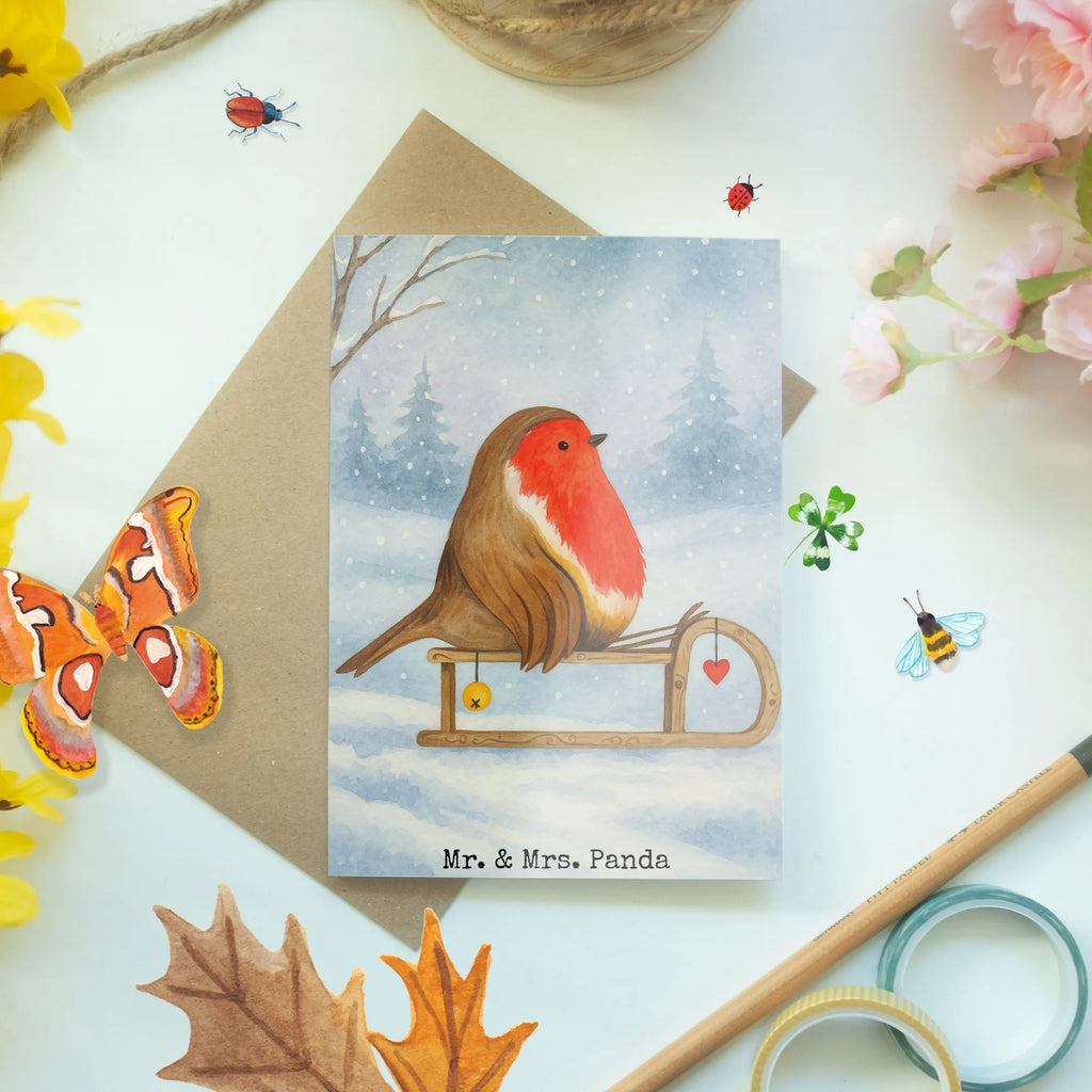 Grußkarte Rotkehlchen Schlitten Design Grußkarte, Klappkarte, Einladungskarte, Glückwunschkarte, Hochzeitskarte, Geburtstagskarte, Karte, Ansichtskarten, Winter, Weihnachten, Weihnachtsdeko, Nikolaus, Advent, Heiligabend, Wintermotiv, Schlitten, Vogel