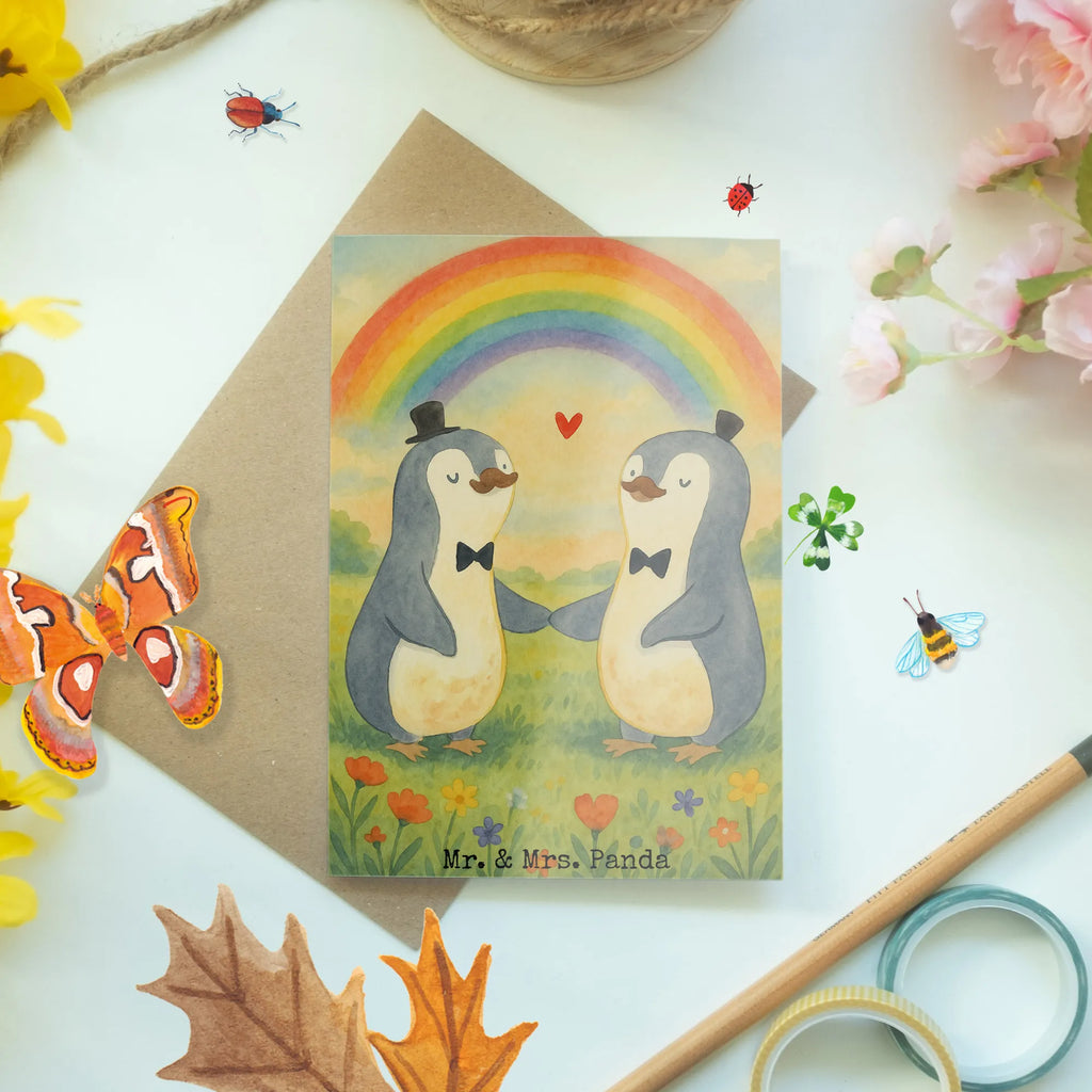 Grußkarte Pinguine Gay Pride Design Grußkarte, Klappkarte, Einladungskarte, Glückwunschkarte, Hochzeitskarte, Geburtstagskarte, Karte, Ansichtskarten, Hochzeit, Hochzeitsgeschenk, Ehe, Hochzeitsfeier, Trauung, Trauungsgeschenk, Verlobungsfeier, Verlobungsgeschenk, Hochzeitsgeschenkideen, Hochzeitsgeschenke für Brautpaar