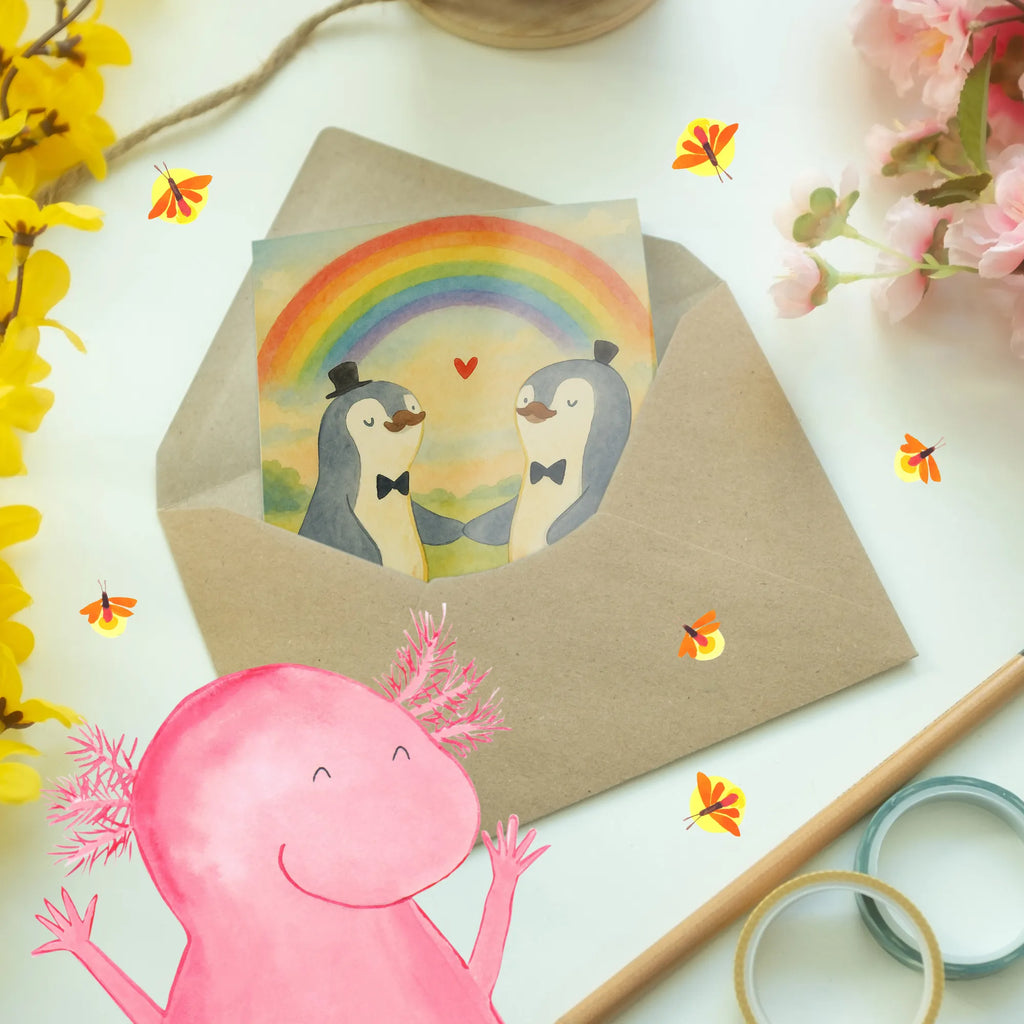 Grußkarte Pinguine Gay Pride Design Grußkarte, Klappkarte, Einladungskarte, Glückwunschkarte, Hochzeitskarte, Geburtstagskarte, Karte, Ansichtskarten, Hochzeit, Hochzeitsgeschenk, Ehe, Hochzeitsfeier, Trauung, Trauungsgeschenk, Verlobungsfeier, Verlobungsgeschenk, Hochzeitsgeschenkideen, Hochzeitsgeschenke für Brautpaar
