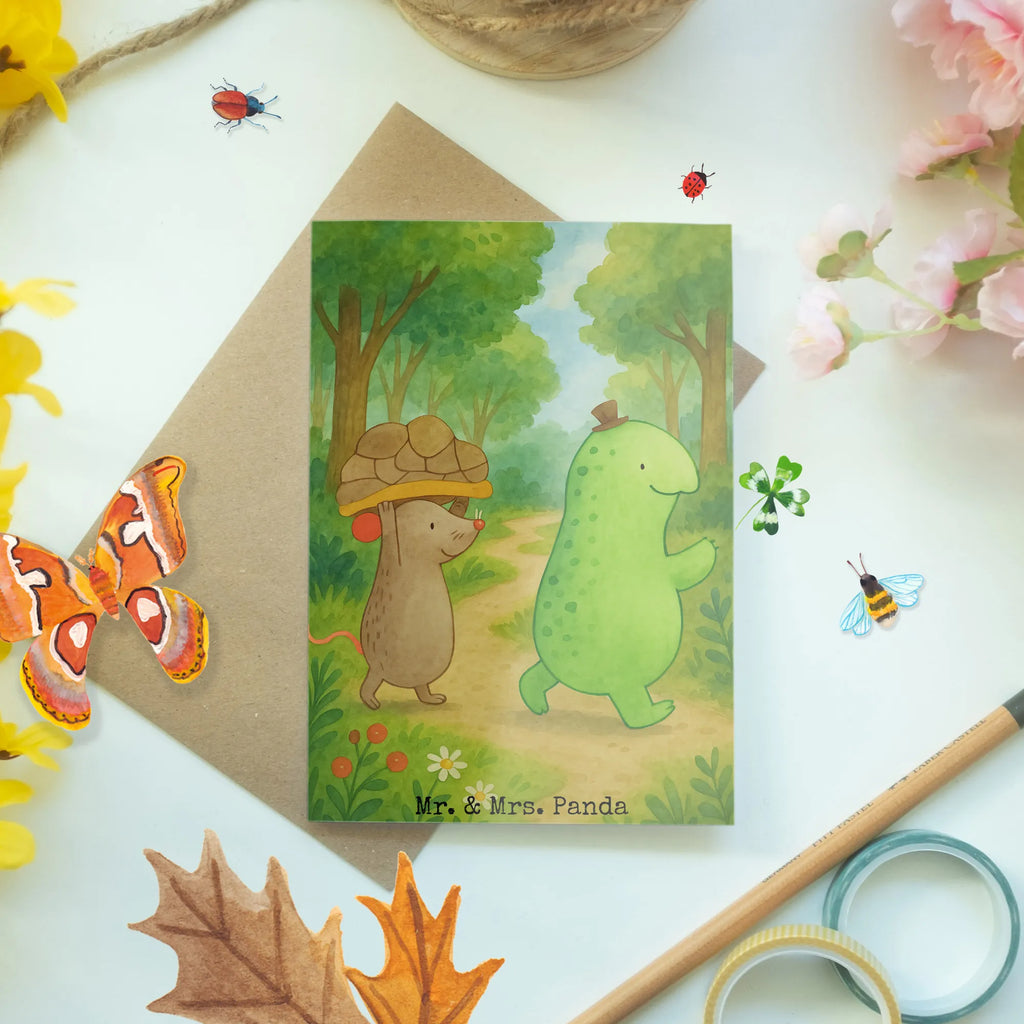 Grußkarte Schildkröte Maus Design Grußkarte, Klappkarte, Einladungskarte, Glückwunschkarte, Hochzeitskarte, Geburtstagskarte, Karte, Ansichtskarten, Schildkröte, Maus, Freunde, Freundinnen, beste Freunde, beste Freundinnen