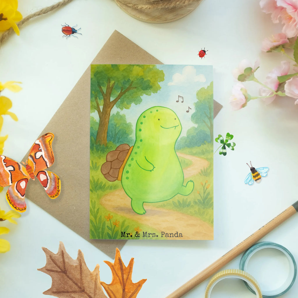 Grußkarte Schildkröte Pfeifen Design Grußkarte, Klappkarte, Einladungskarte, Glückwunschkarte, Hochzeitskarte, Geburtstagskarte, Karte, Ansichtskarten, Schildkröte, Schildi, Schildkröten, fröhlich, Glück, Motivation, Lebensfreude, Depression, Trennung, Neuanfang