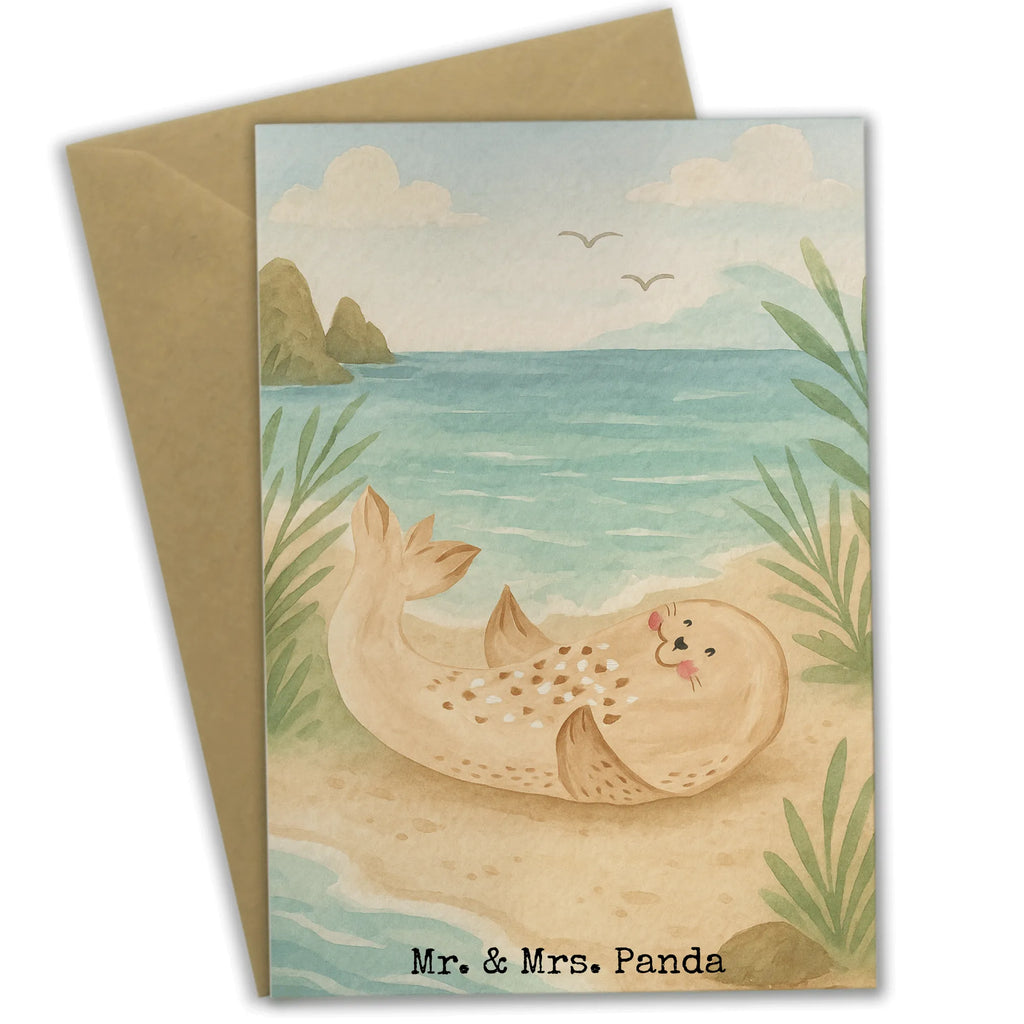 Grußkarte Robbe Liegen Design Grußkarte, Klappkarte, Einladungskarte, Glückwunschkarte, Hochzeitskarte, Geburtstagskarte, Karte, Ansichtskarten, Tiermotive, Gute Laune, lustige Sprüche, Tiere, Robbe, Robben, Seehund, Strand, Meerestier, Ostsee, Nordsee, Lachen, Freude