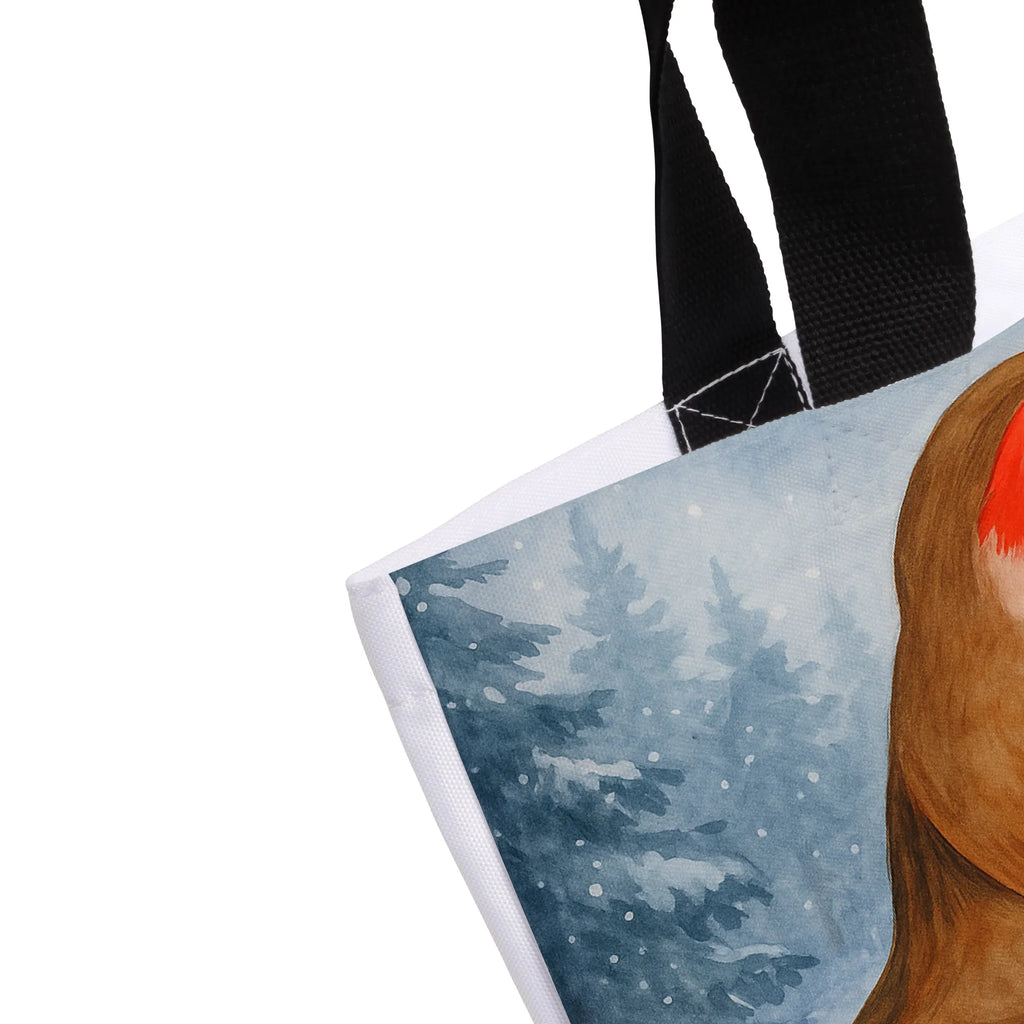 Shopper Rotkehlchen Schlitten Design Beutel, Einkaufstasche, Tasche, Strandtasche, Einkaufsbeutel, Shopper, Schultasche, Freizeittasche, Tragebeutel, Schulbeutel, Alltagstasche, Winter, Weihnachten, Weihnachtsdeko, Nikolaus, Advent, Heiligabend, Wintermotiv, Schlitten, Vogel