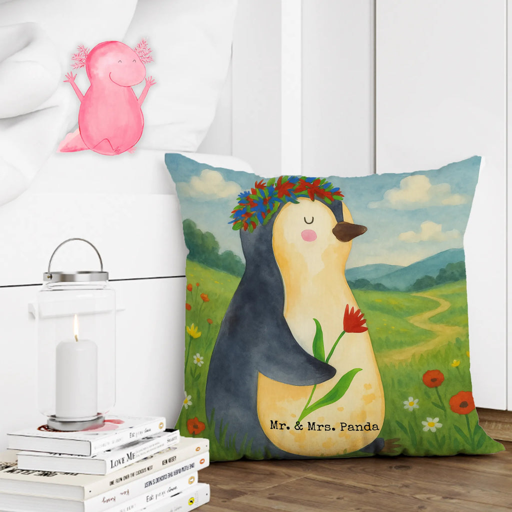 40x40 Kissen Pinguin Blumen Design, Geschenkidee, Wunderschön, Leben